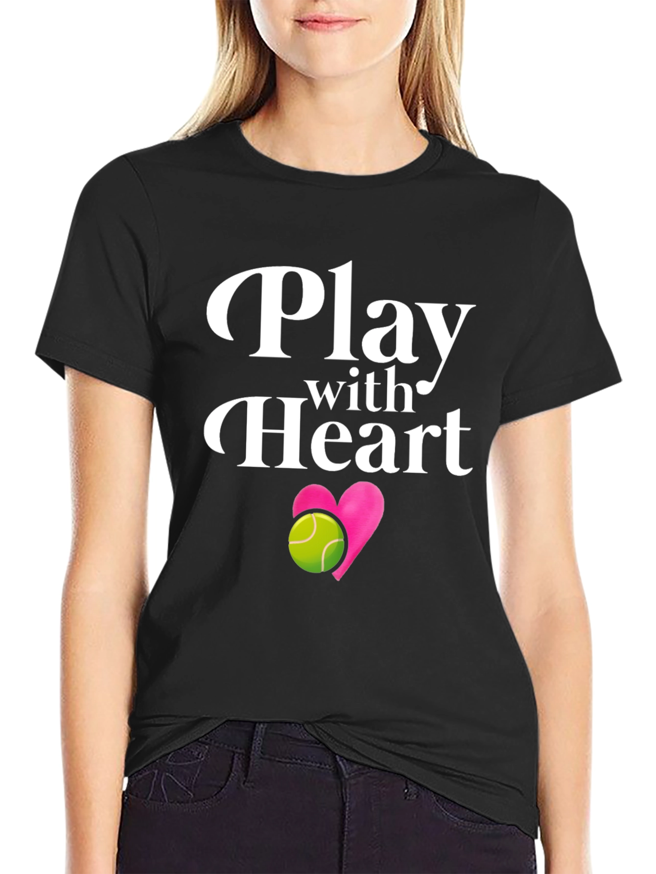 Play with Heart Black Graphic Tee