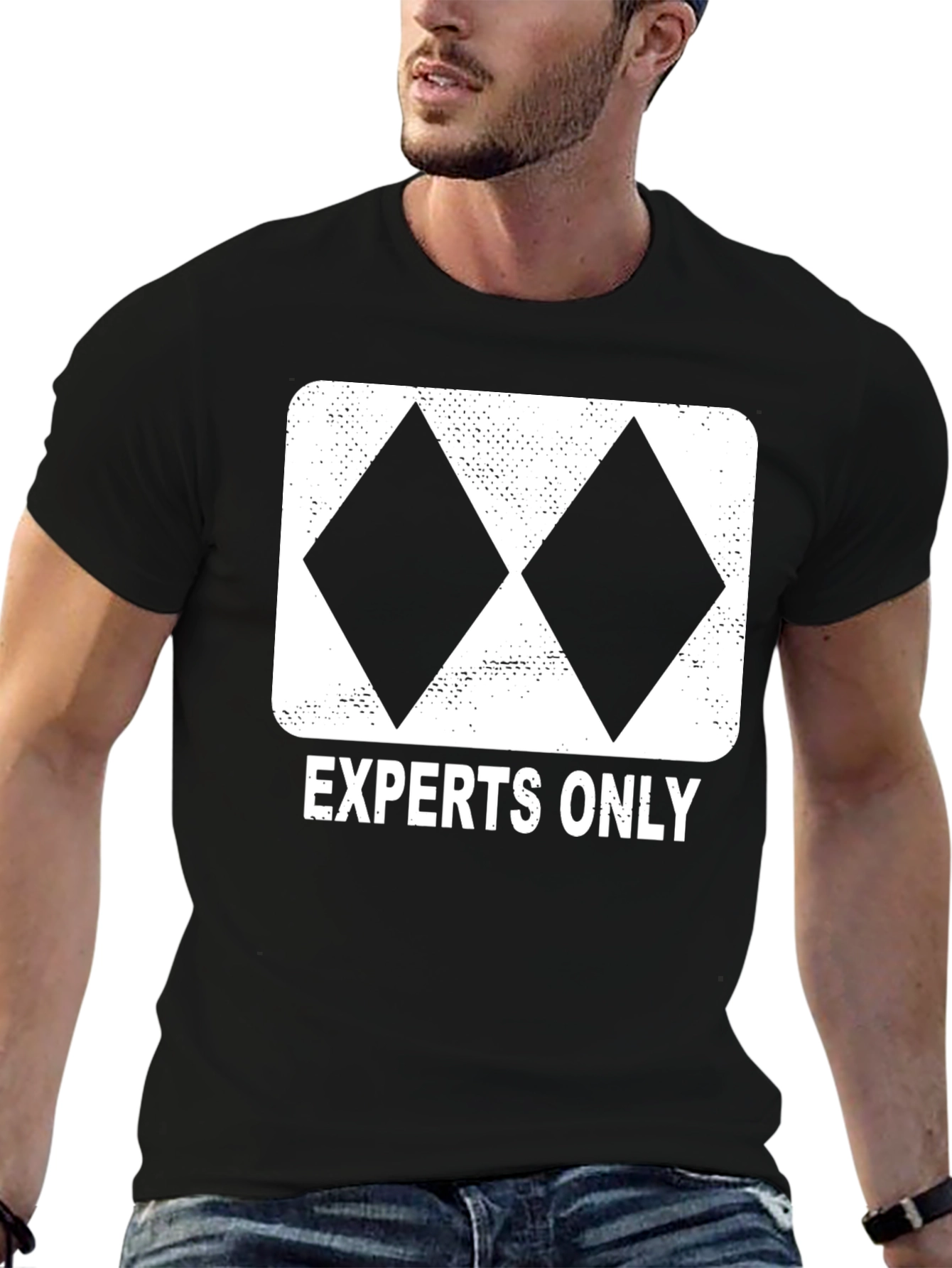 Experts Only Skiing Black T-Shirt