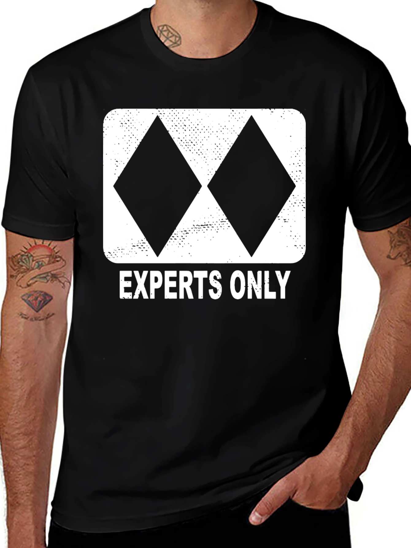 Experts Only Skiing Black T-Shirt