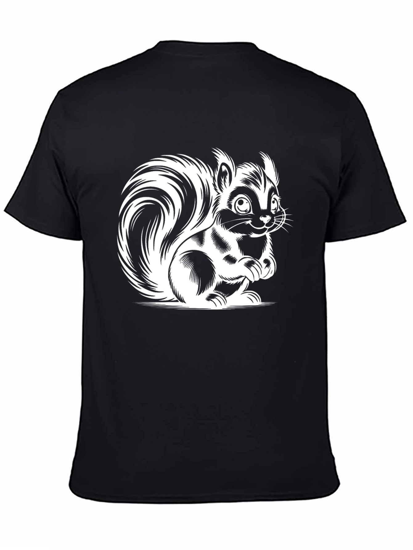 Squirrel Graphic Tee - Black Cotton T-Shirt