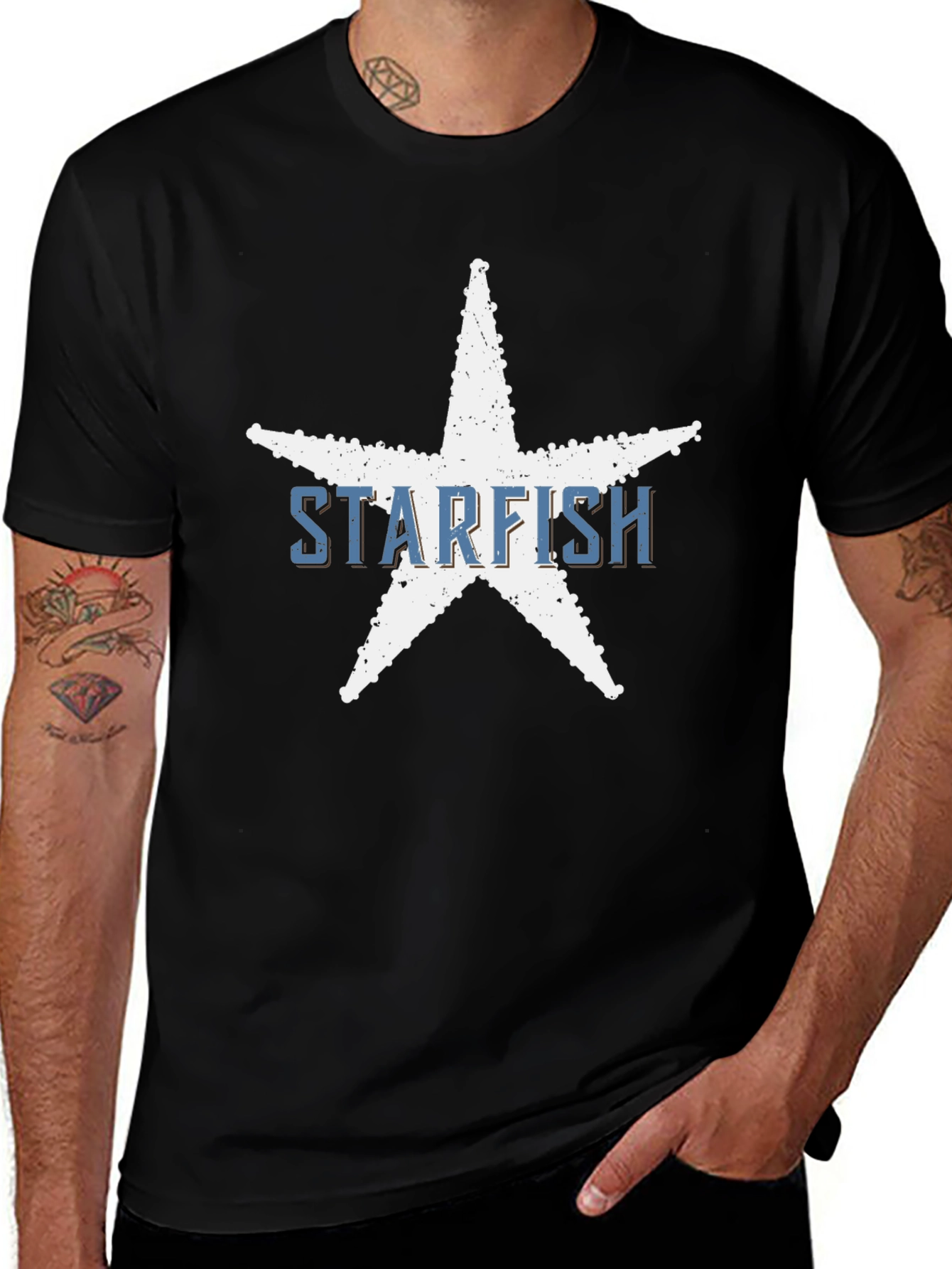 Starfish Graphic Tee - Coastal Style Black T-Shirt