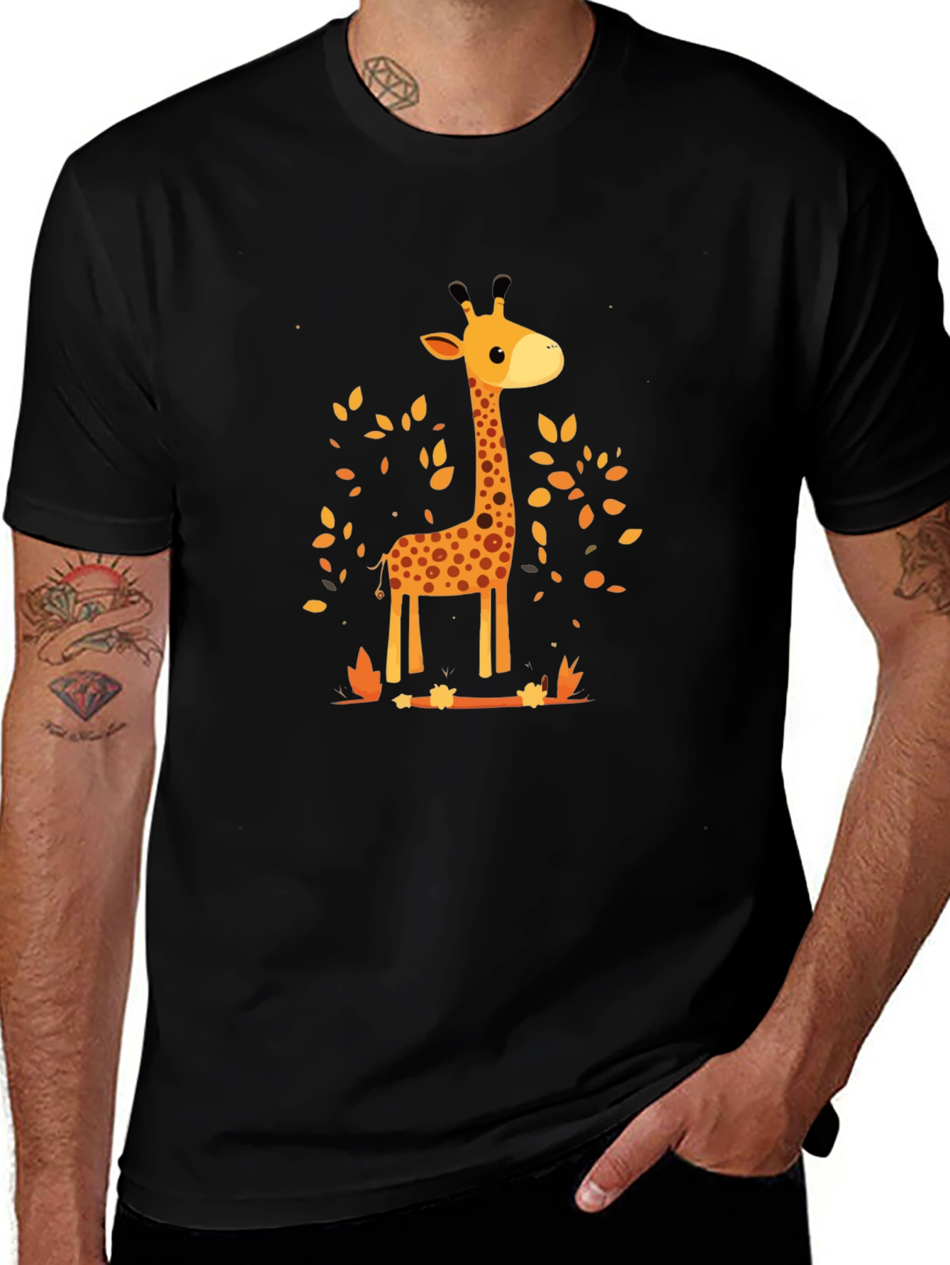 Giraffe Print Crewneck T-Shirt