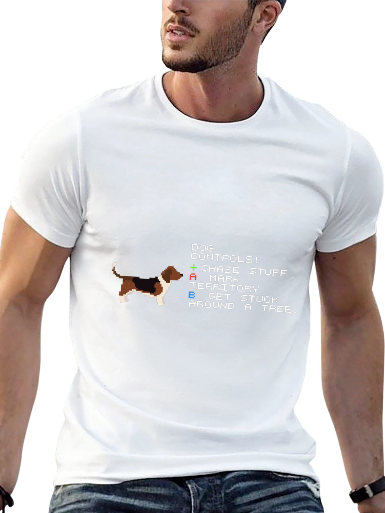 Dog Controls Pixel Art Black T-Shirt