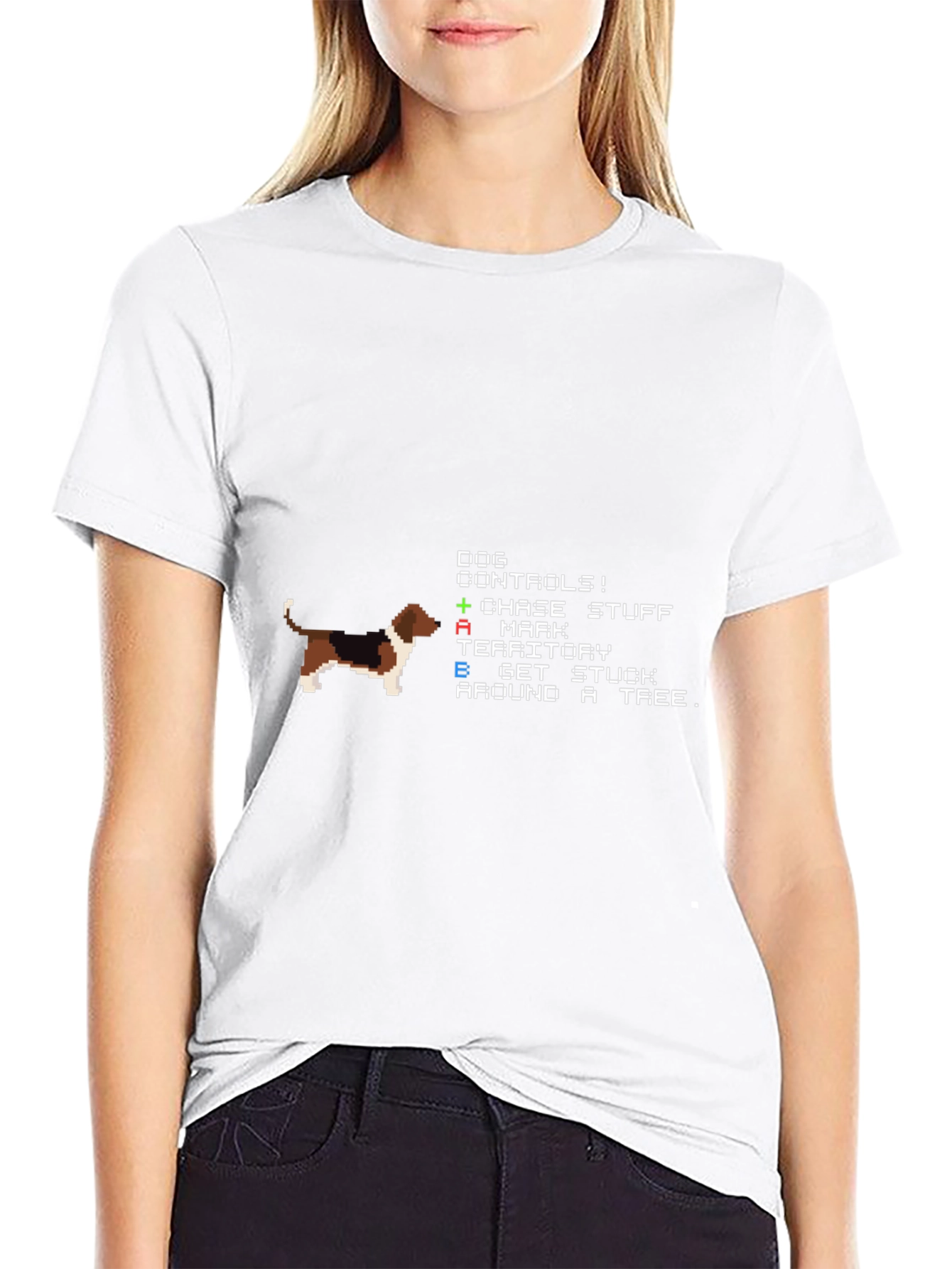 Dog Controls Pixel Art Black T-Shirt