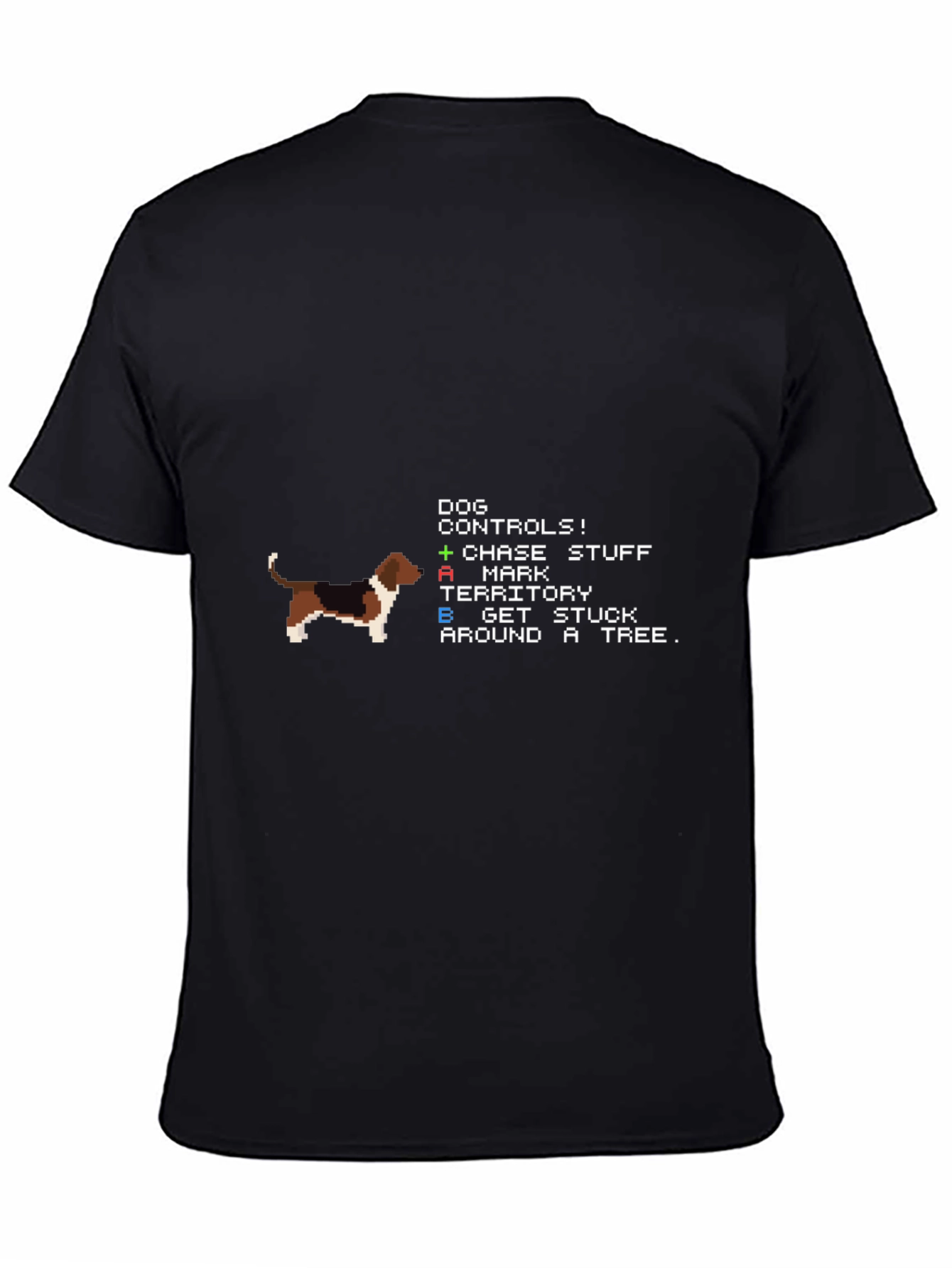 Dog Controls Pixel Art Black T-Shirt