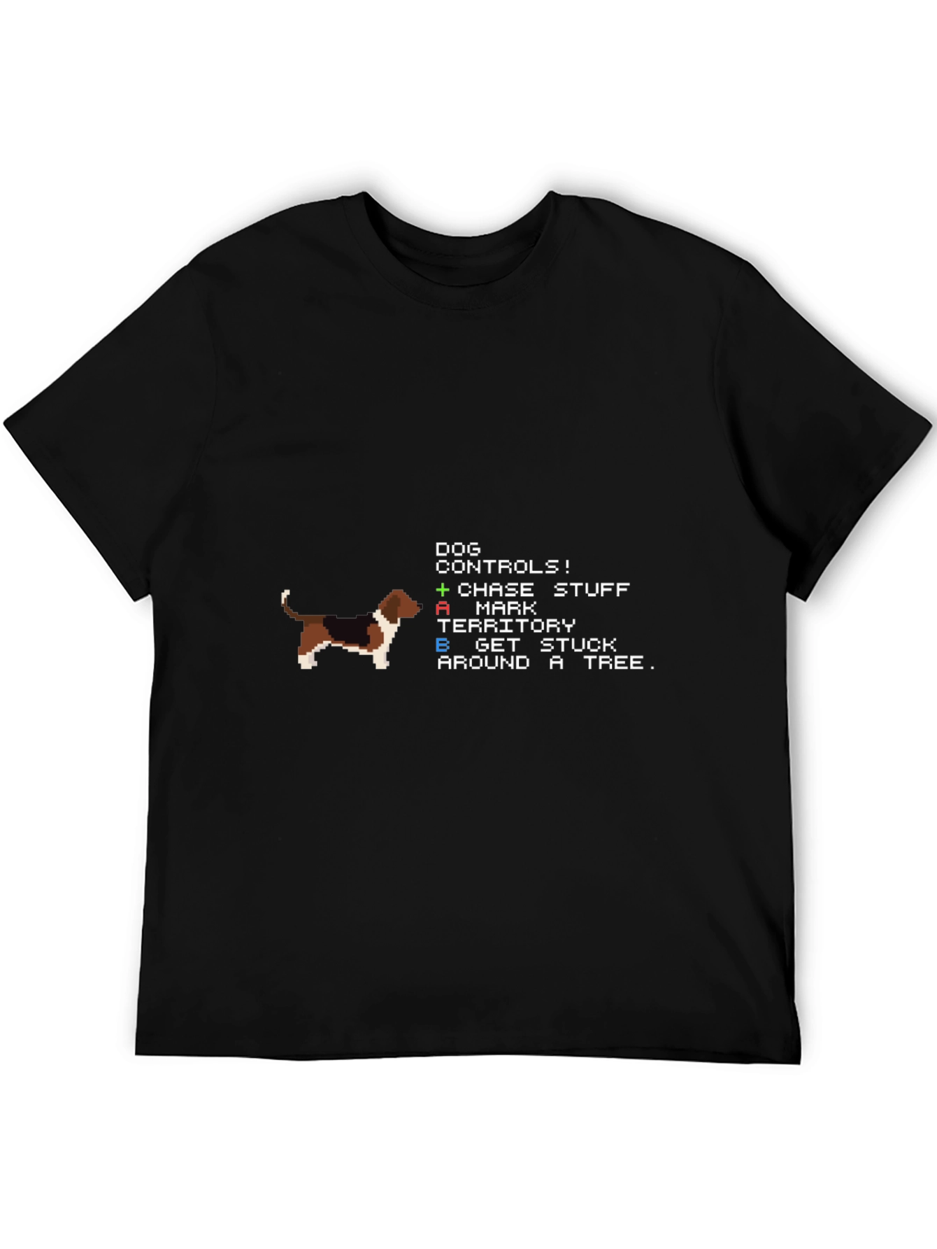 Dog Controls Pixel Art Black T-Shirt