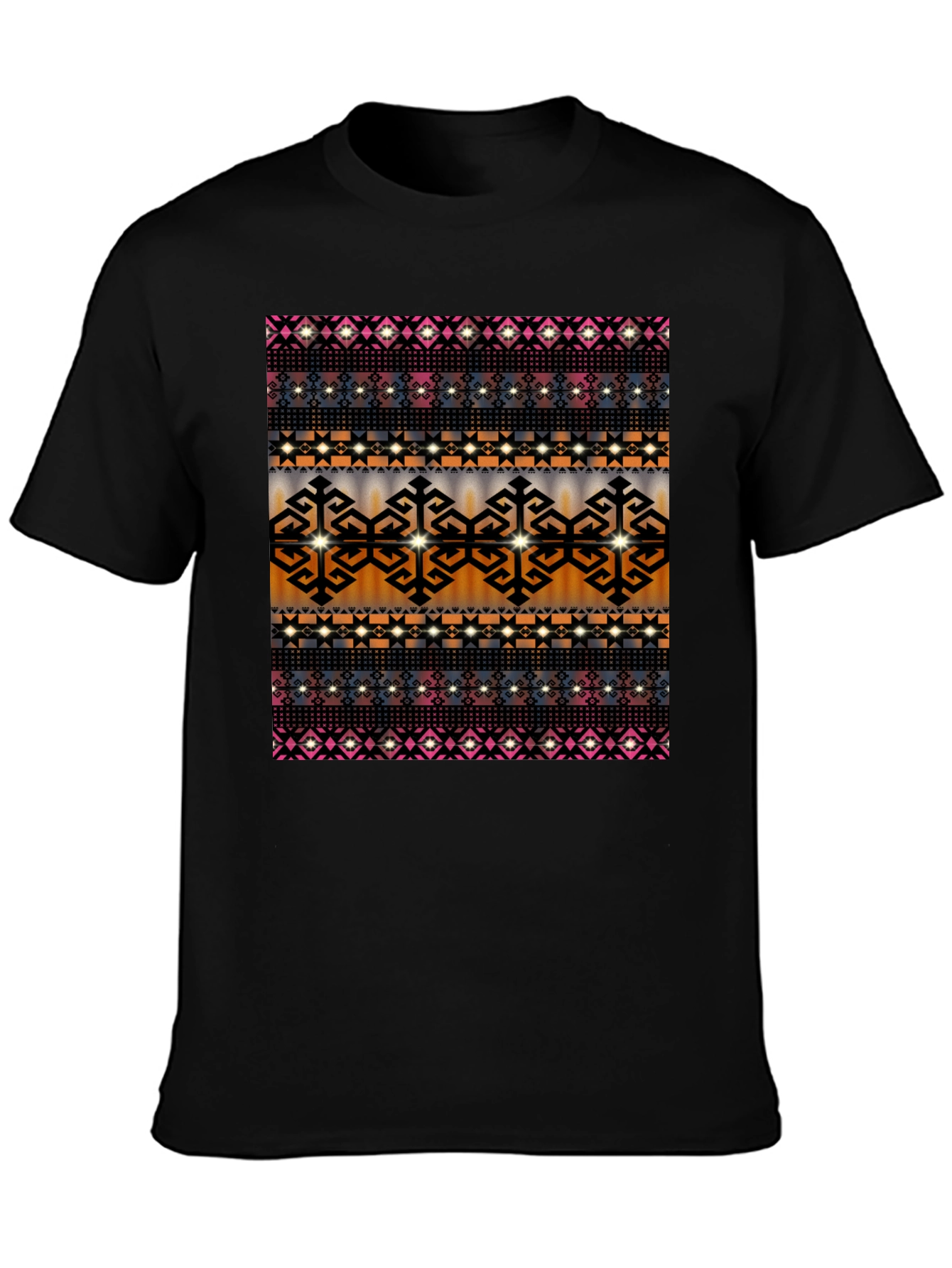 Patterned Graphic Tee - Mens Black T-Shirt