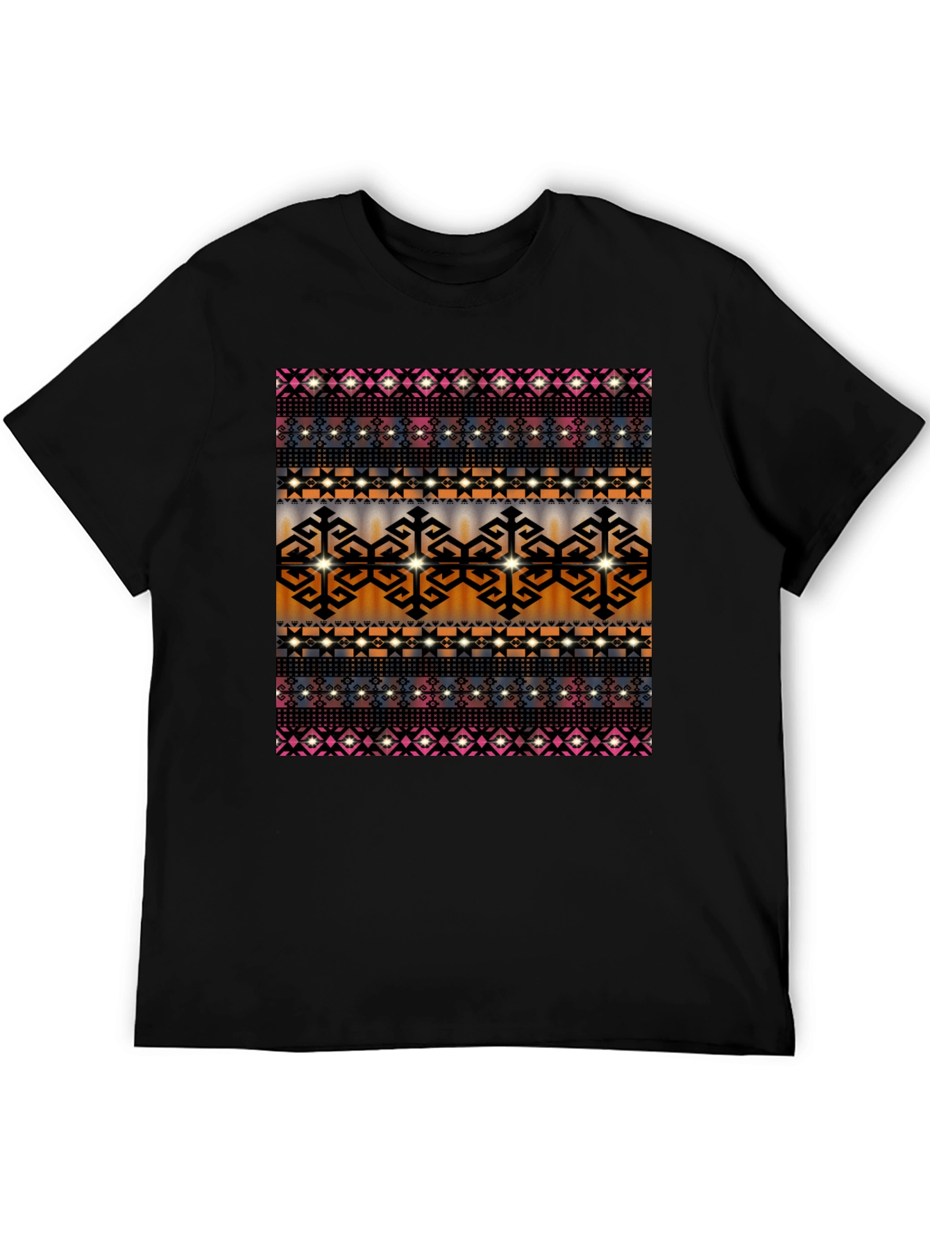 Patterned Graphic Tee - Mens Black T-Shirt
