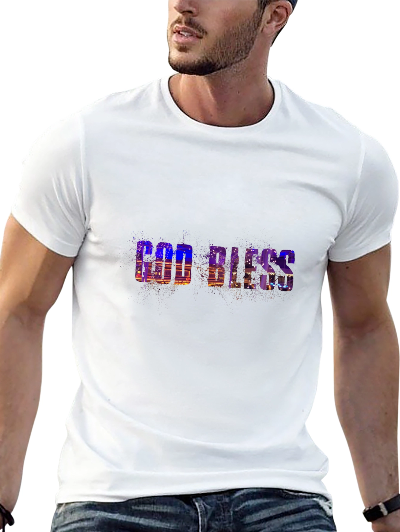 God Bless Graphic Print Black T-Shirt