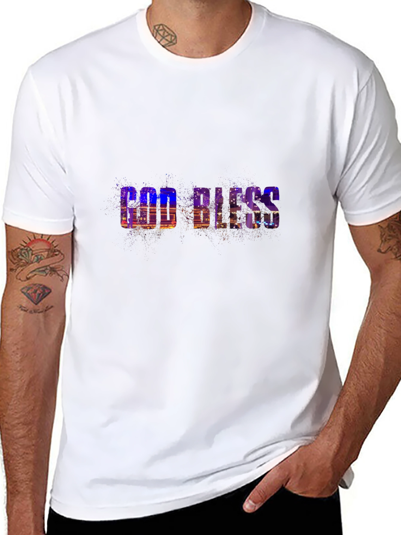 God Bless Graphic Print Black T-Shirt
