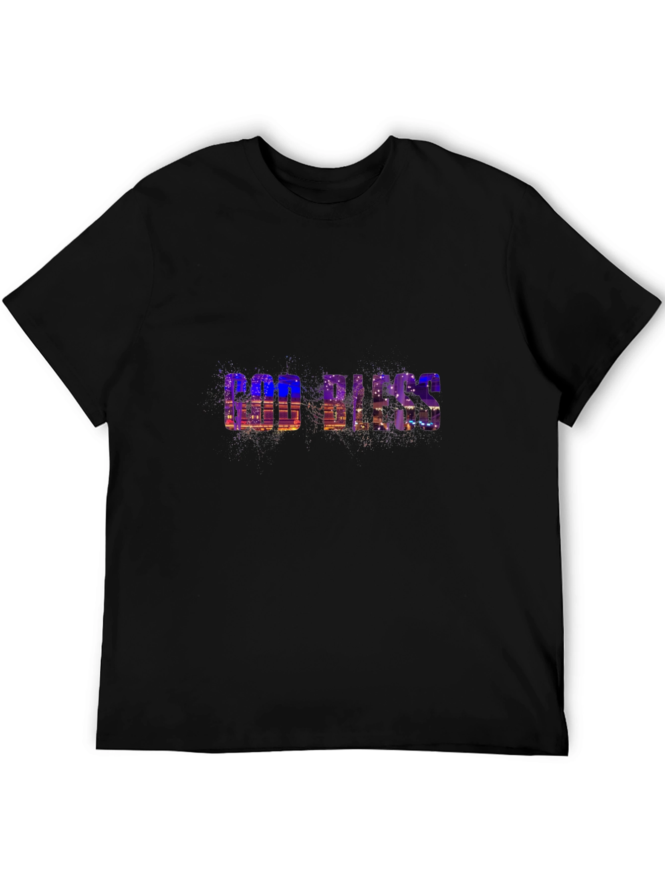God Bless Graphic Print Black T-Shirt