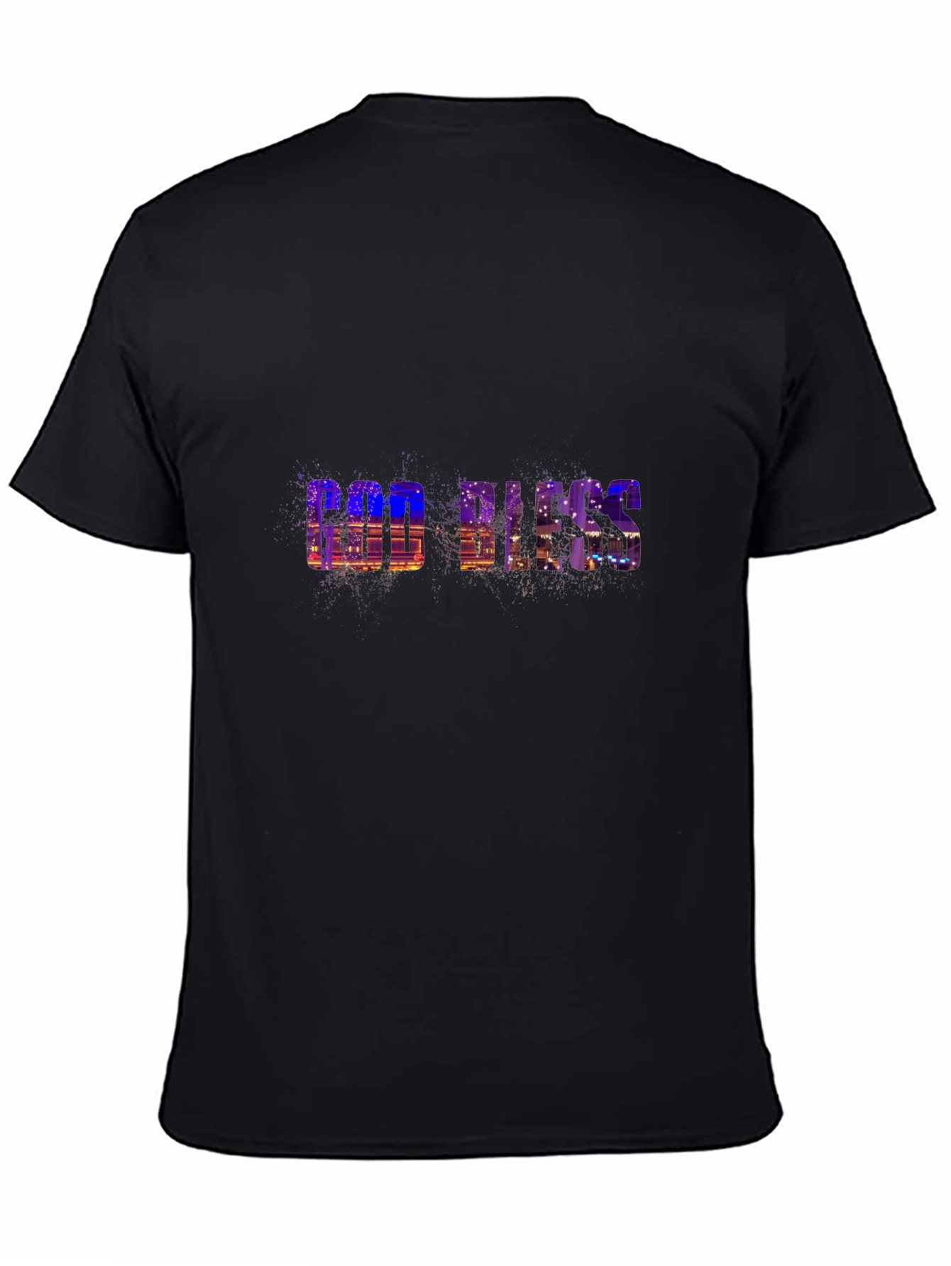 God Bless Graphic Print Black T-Shirt