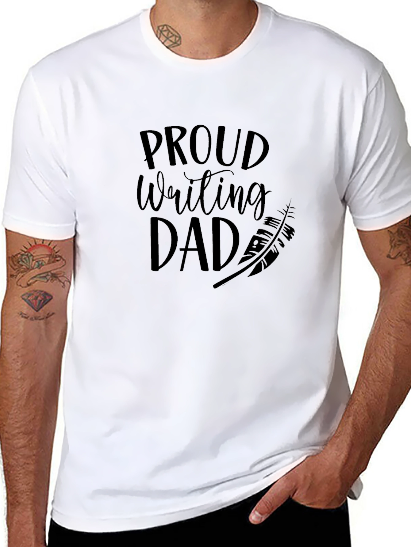 Proud Writing Dad Black T-Shirt