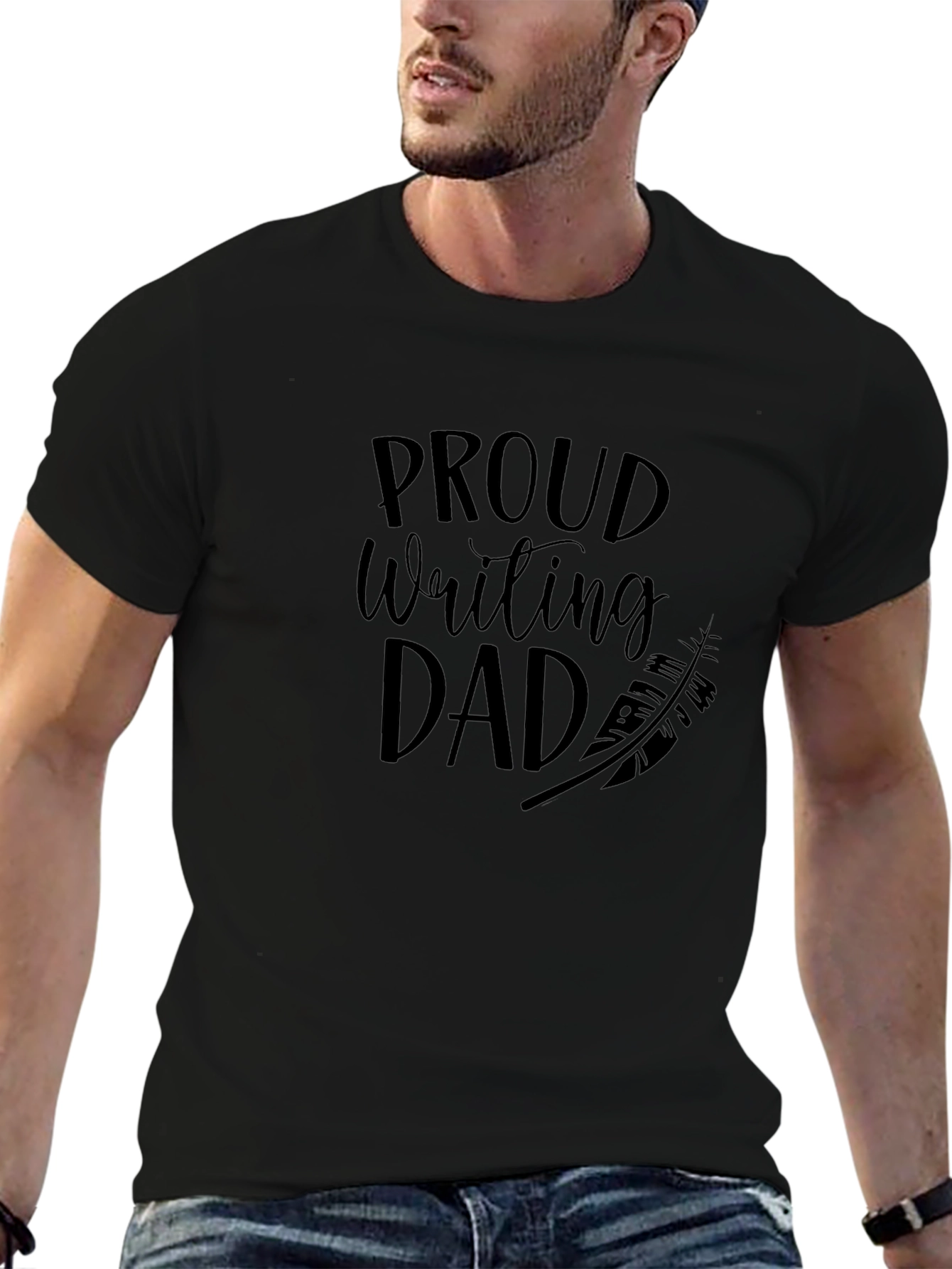 Proud Writing Dad Black T-Shirt