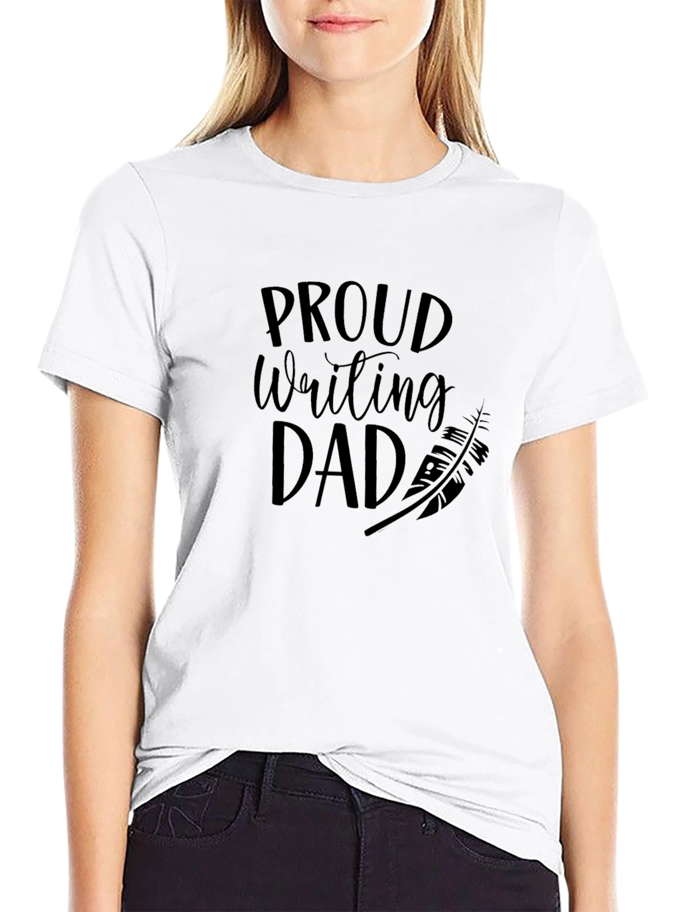 Proud Writing Dad Black T-Shirt