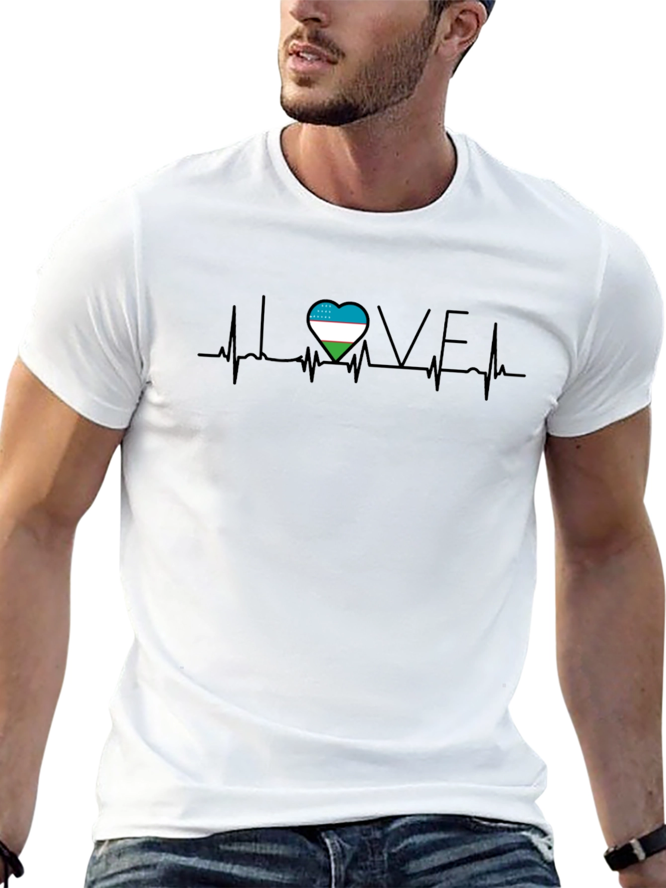 Love Uzbekistan Heartbeat T-Shirt