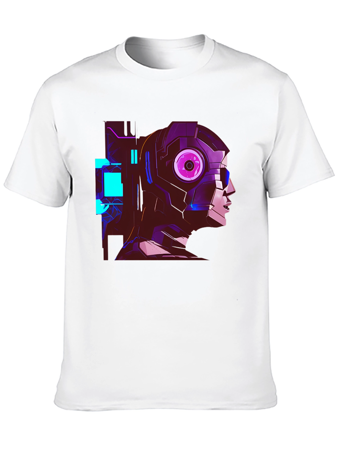 Cyberpunk Robot Head Graphic Black T-Shirt