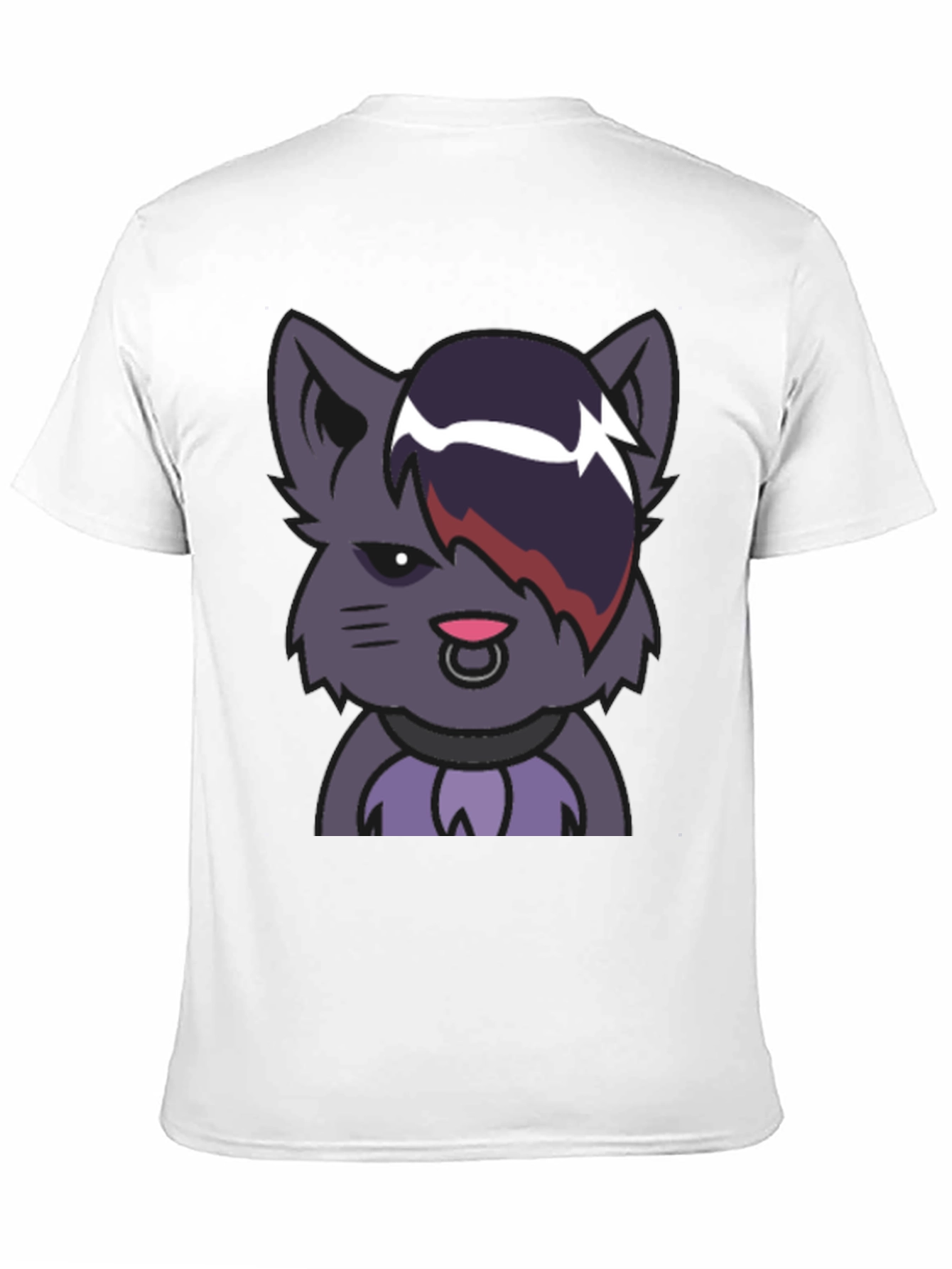 Emo Cat Graphic Black T-Shirt