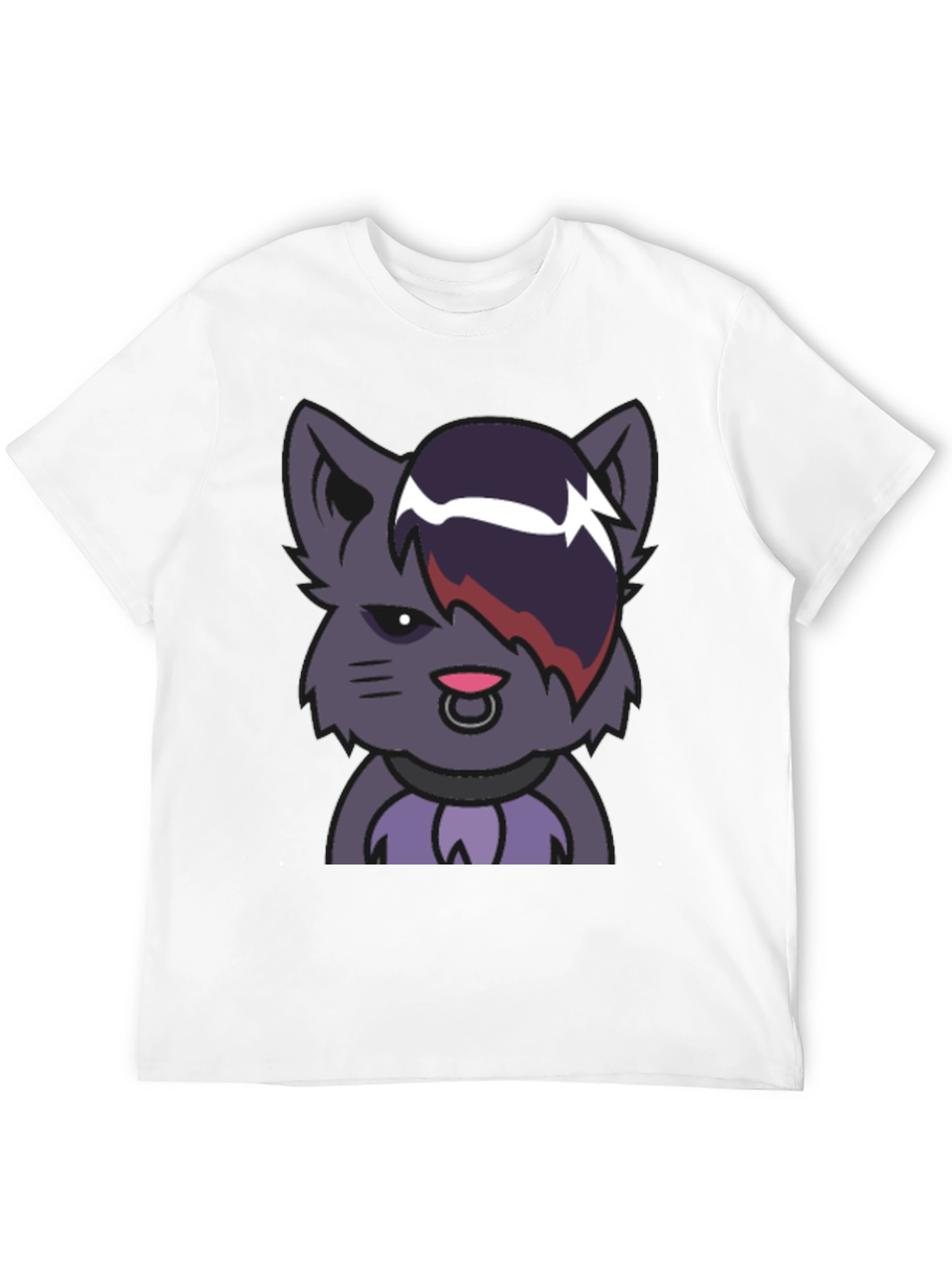 Emo Cat Graphic Black T-Shirt
