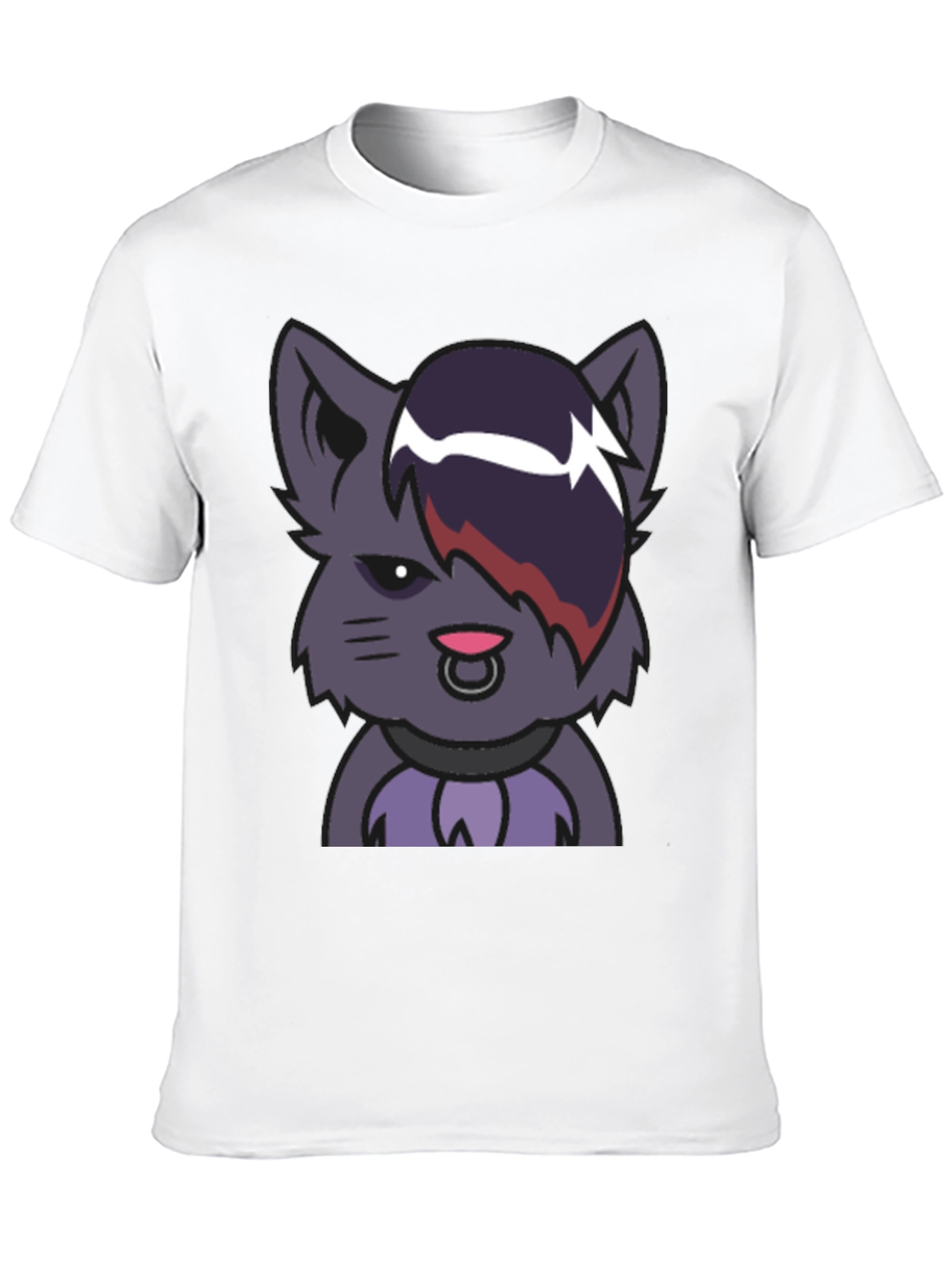 Emo Cat Graphic Black T-Shirt