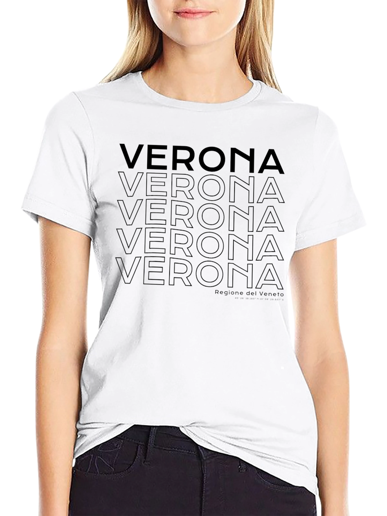 Verona Italy Text Graphic Black T-Shirt