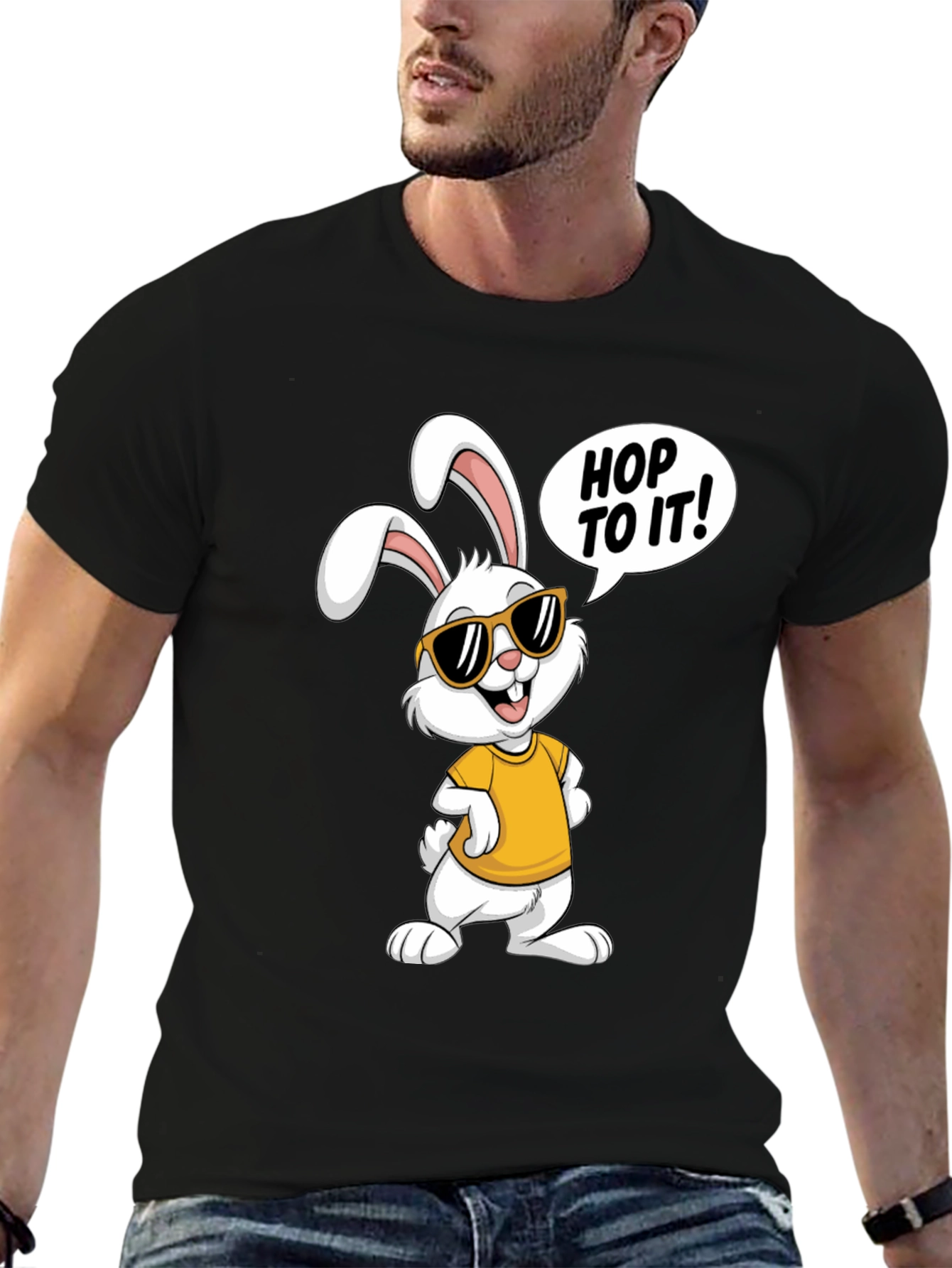 Cool Easter Bunny T-Shirt - Hop To It! Design