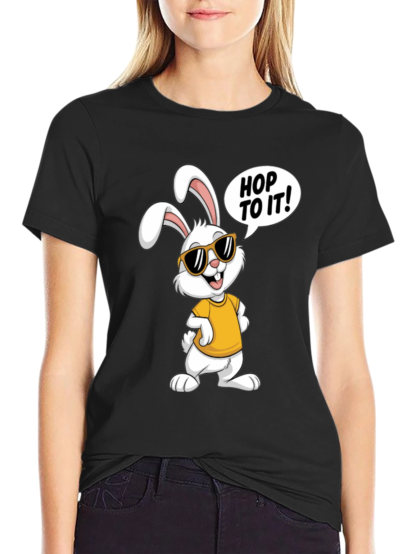 Cool Easter Bunny T-Shirt - Hop To It! Design