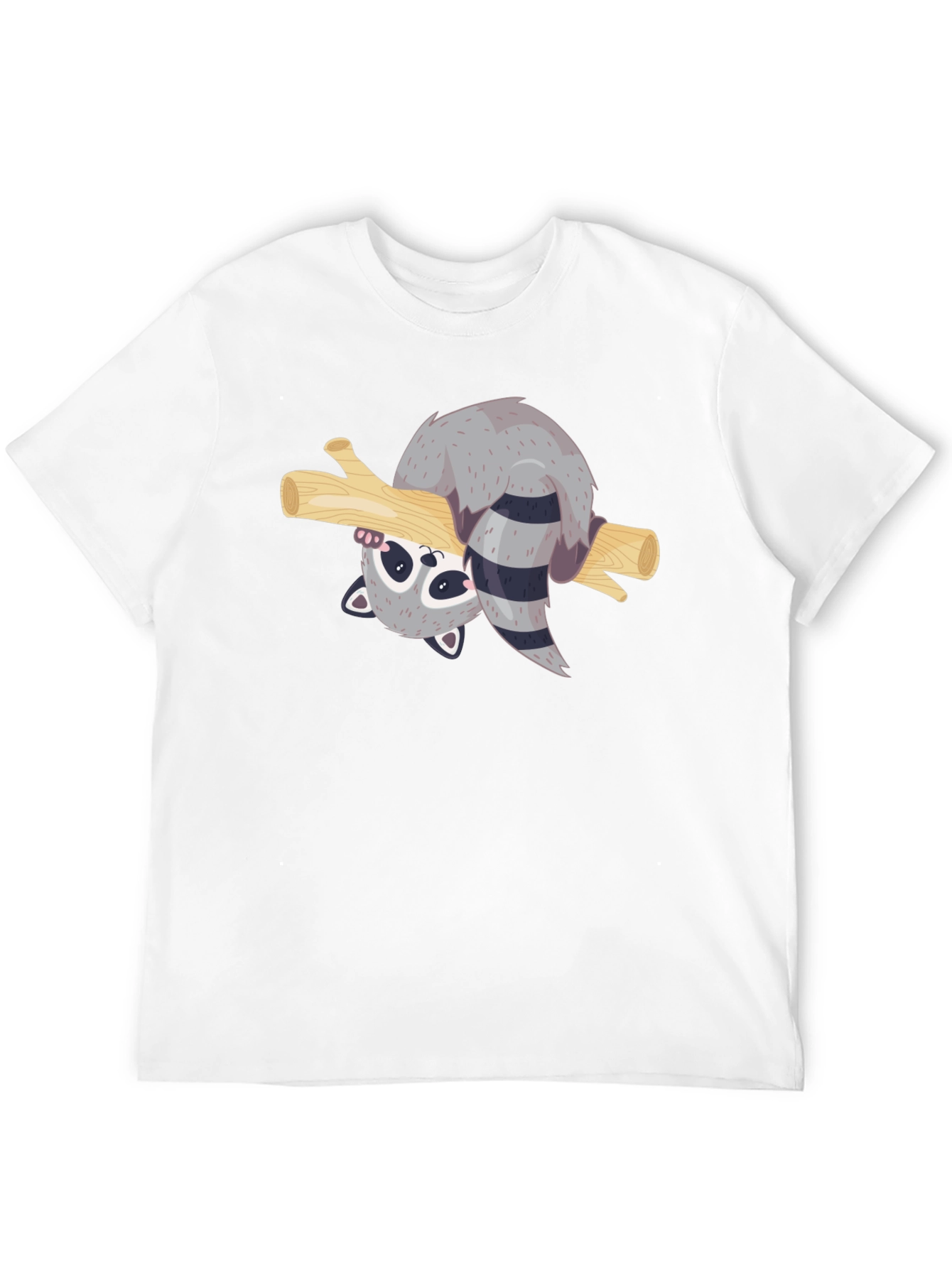 Cute Raccoon on Branch Black T-Shirt