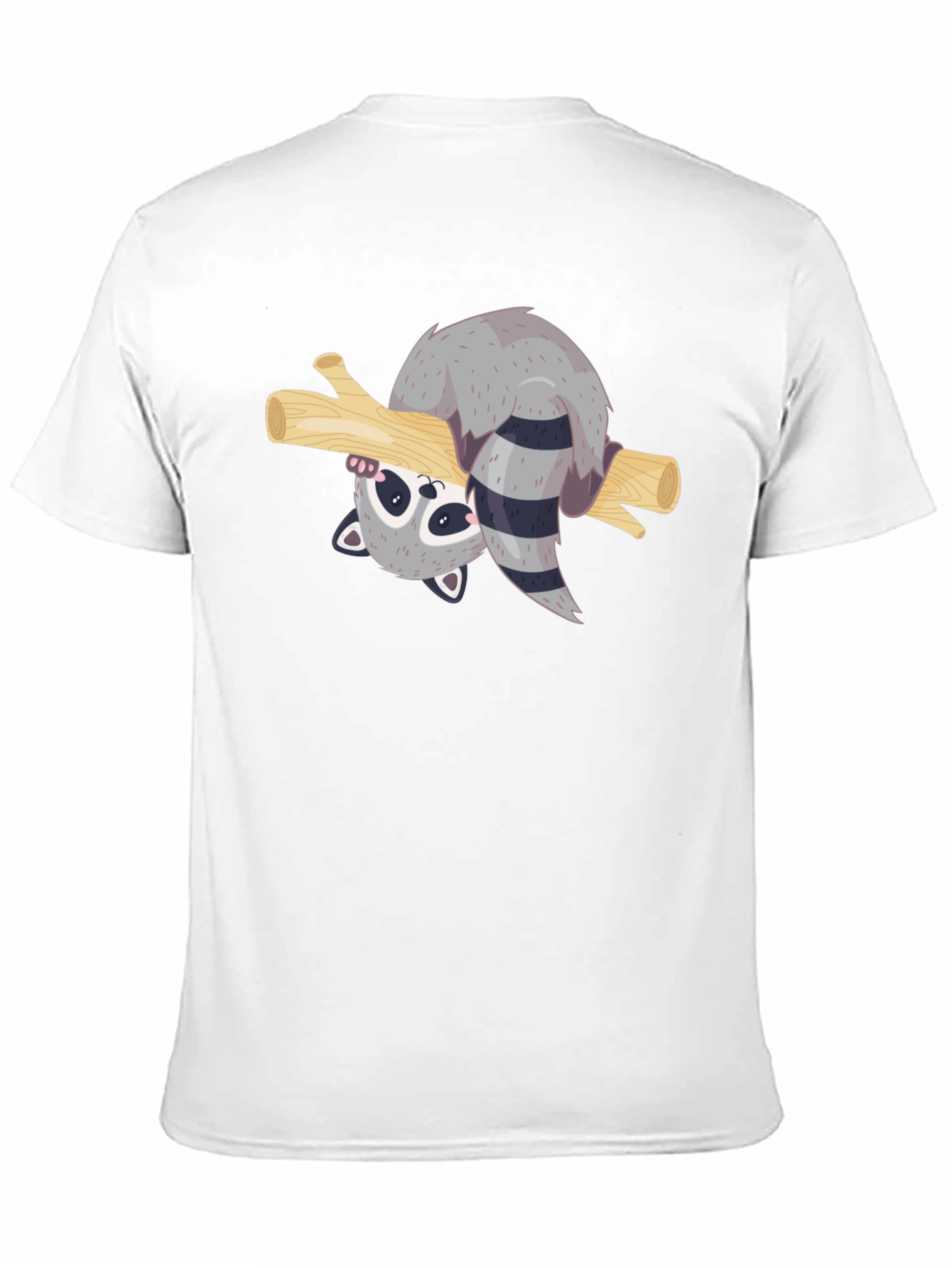 Cute Raccoon on Branch Black T-Shirt