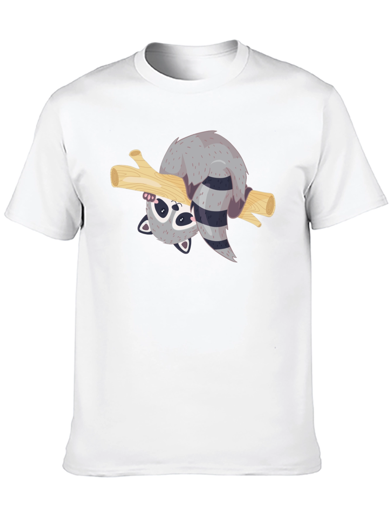Cute Raccoon on Branch Black T-Shirt