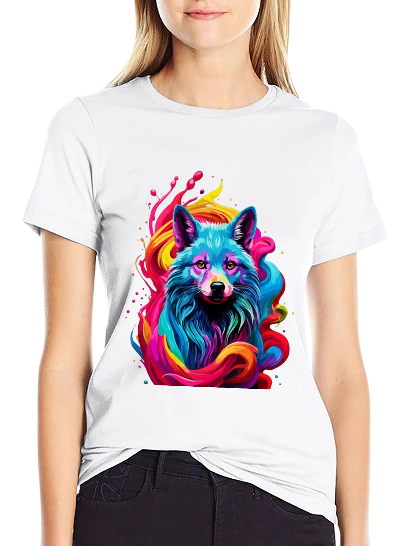 Vibrant Fox Graphic Black Tee