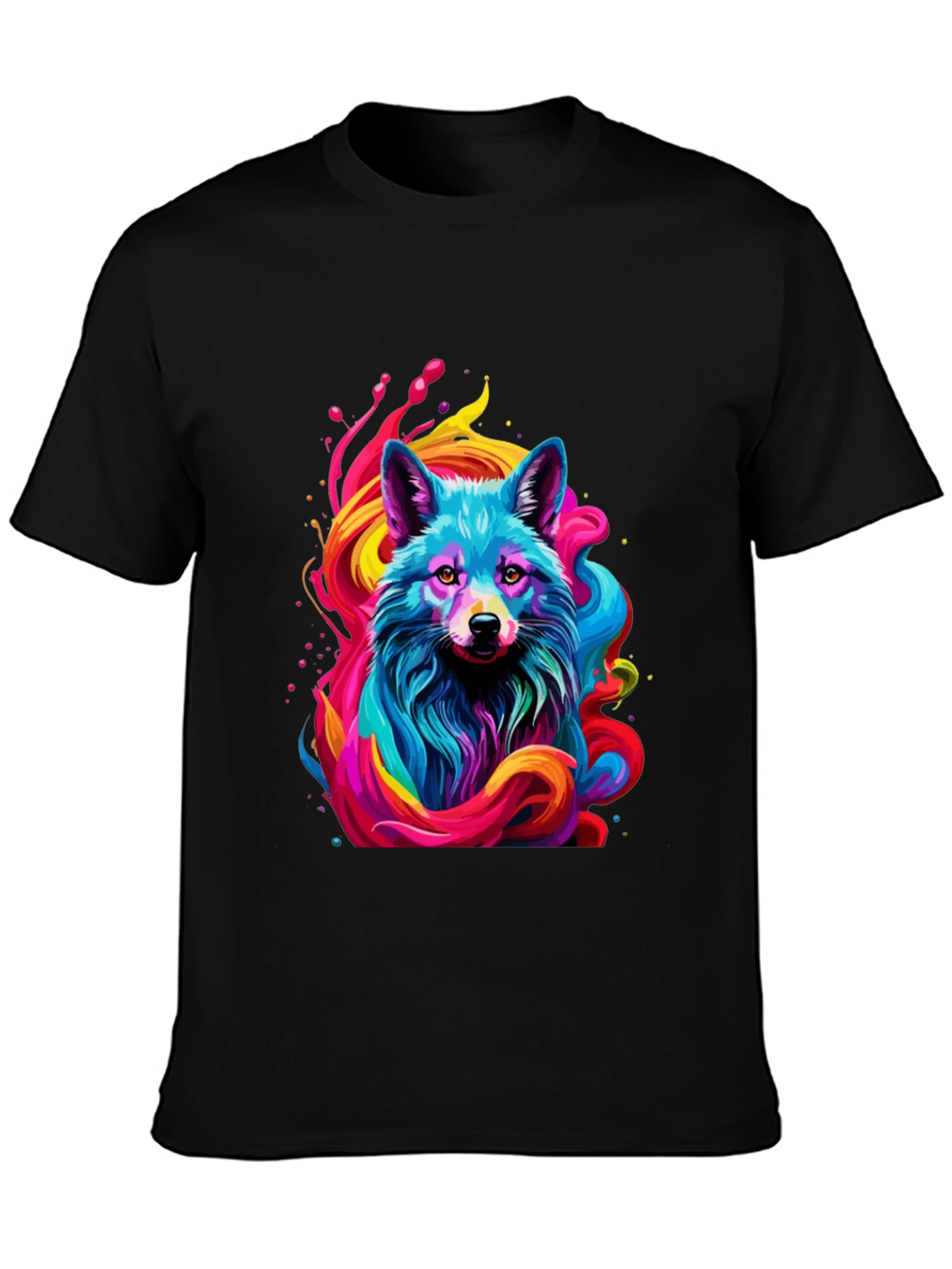 Vibrant Fox Graphic Black Tee