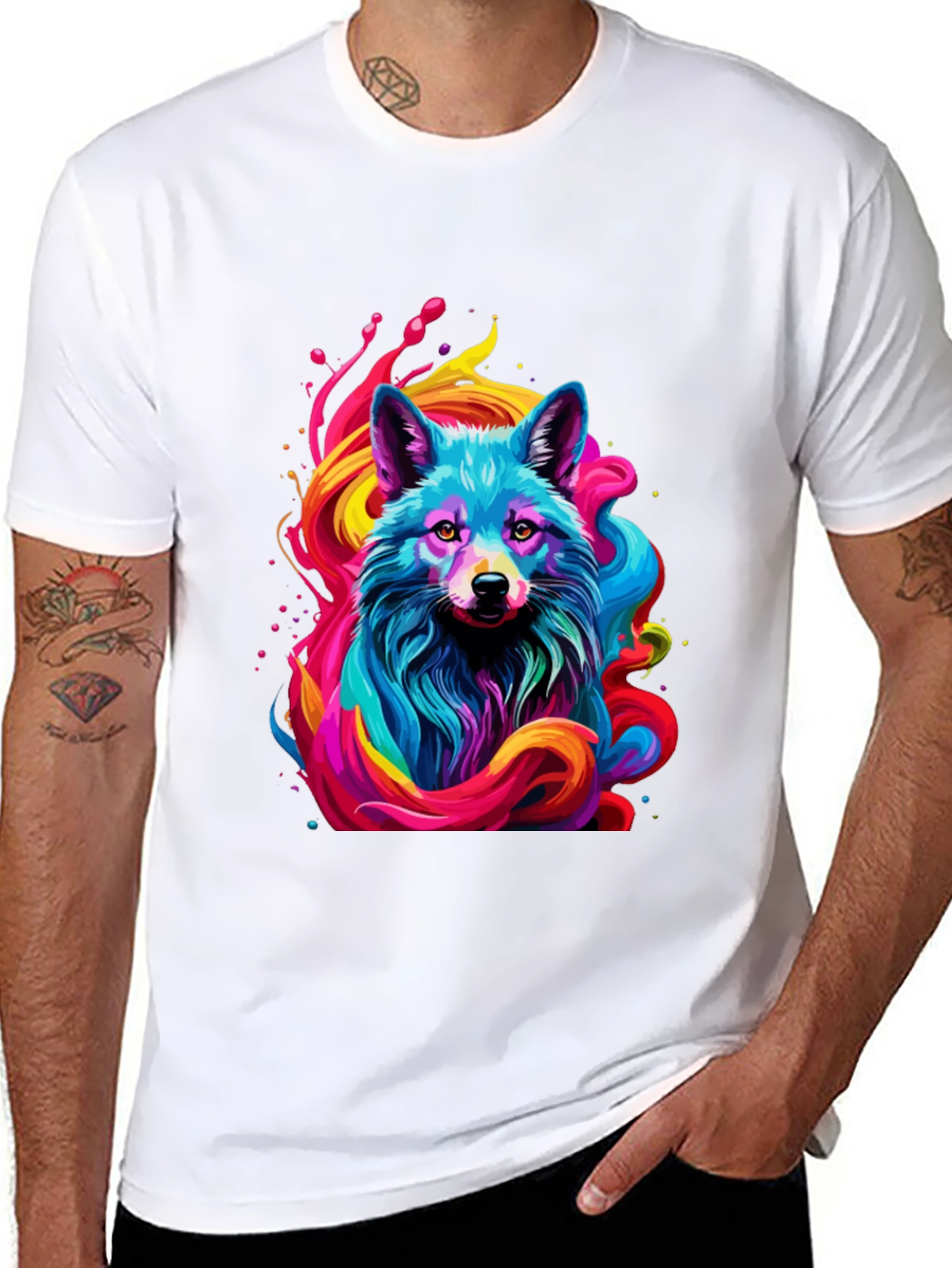 Vibrant Fox Graphic Black Tee