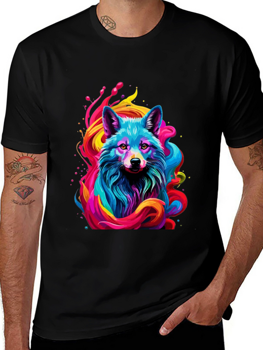 Vibrant Fox Graphic Black Tee