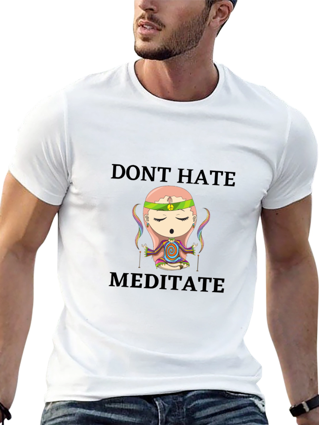 Dont Hate Meditate T-Shirt - Peaceful Cartoon