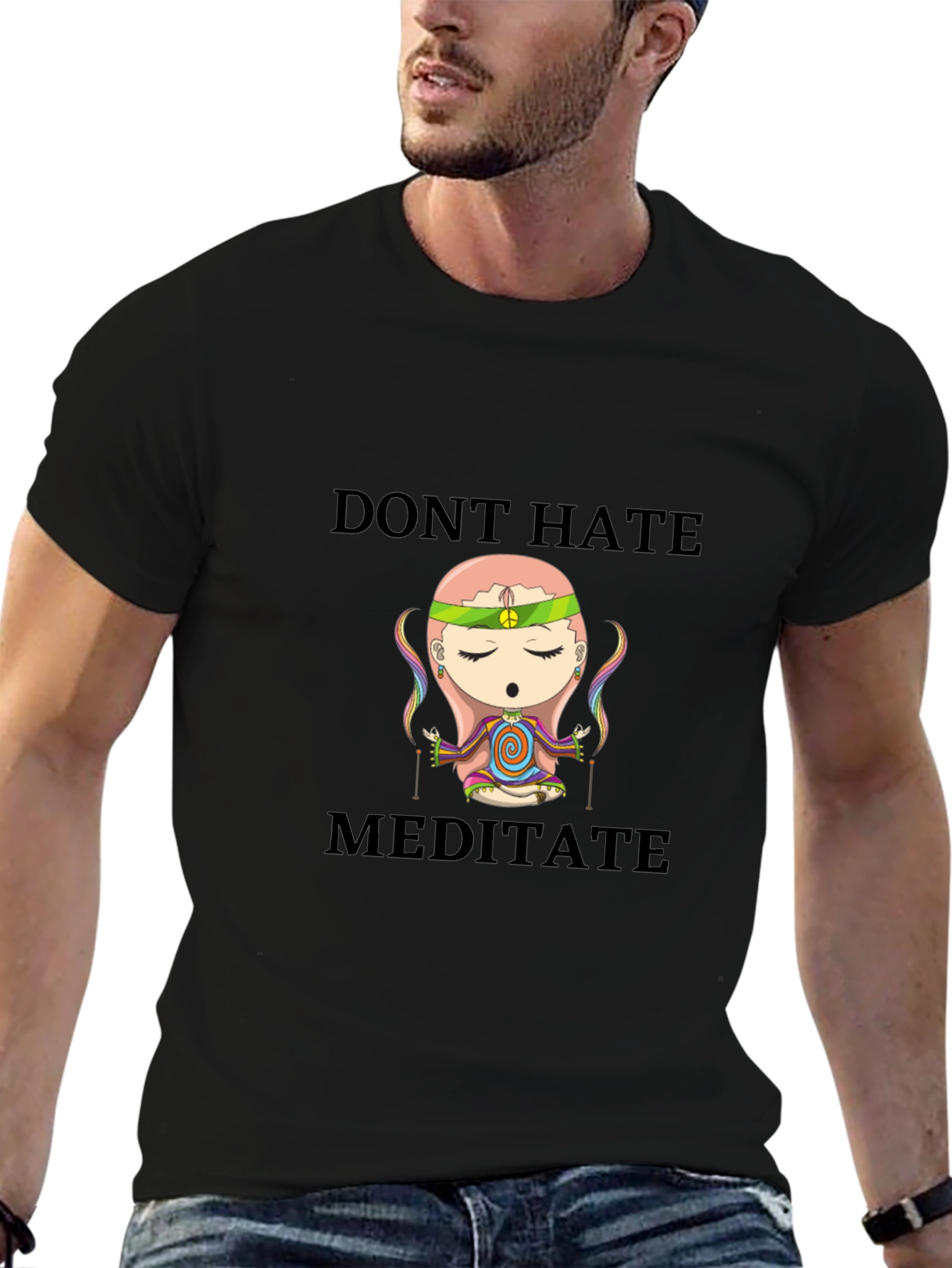 Dont Hate Meditate T-Shirt - Peaceful Cartoon