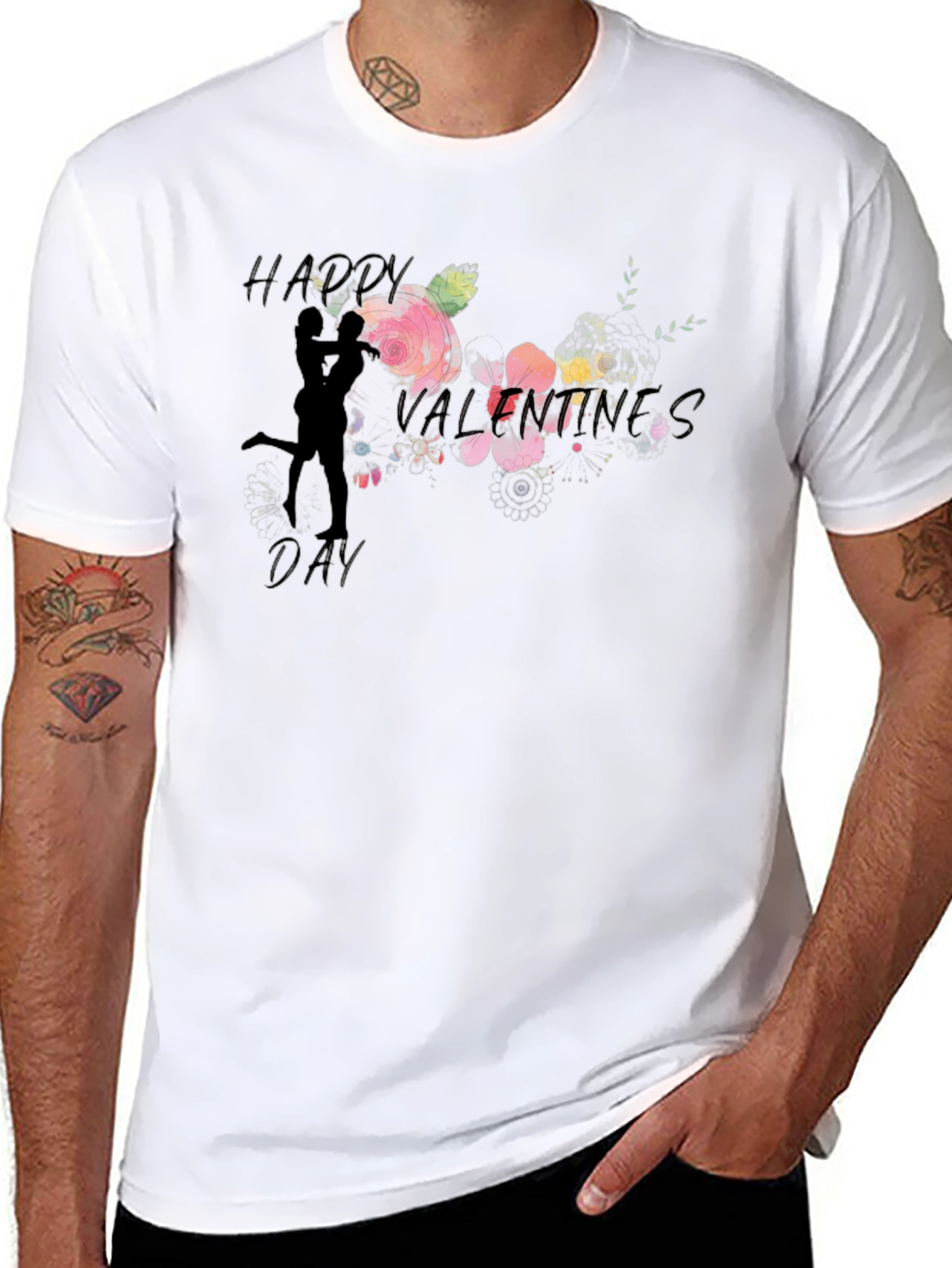Romantic Valentines Day Black T-Shirt