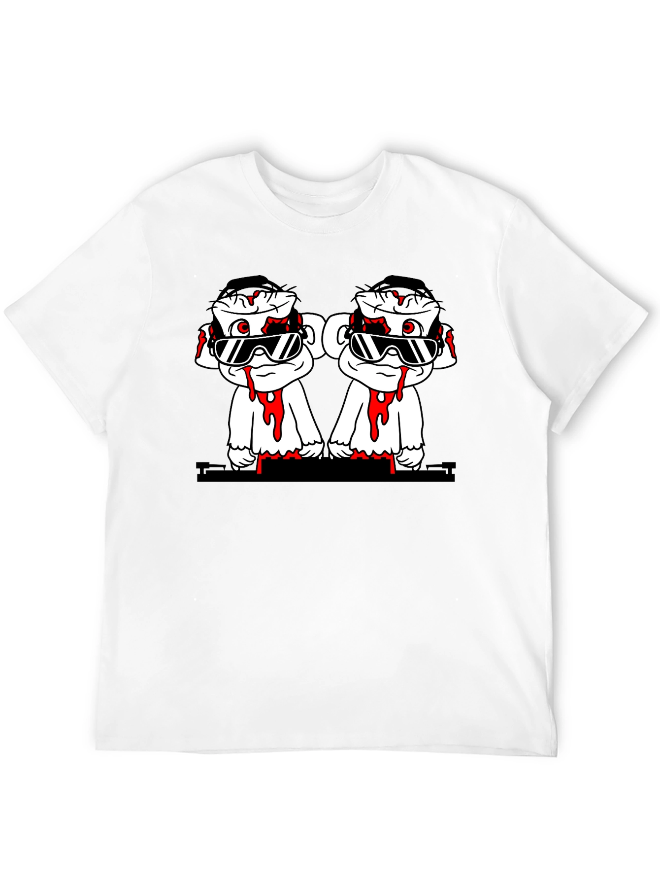 Cartoon Monkey Graphic Tee - Black