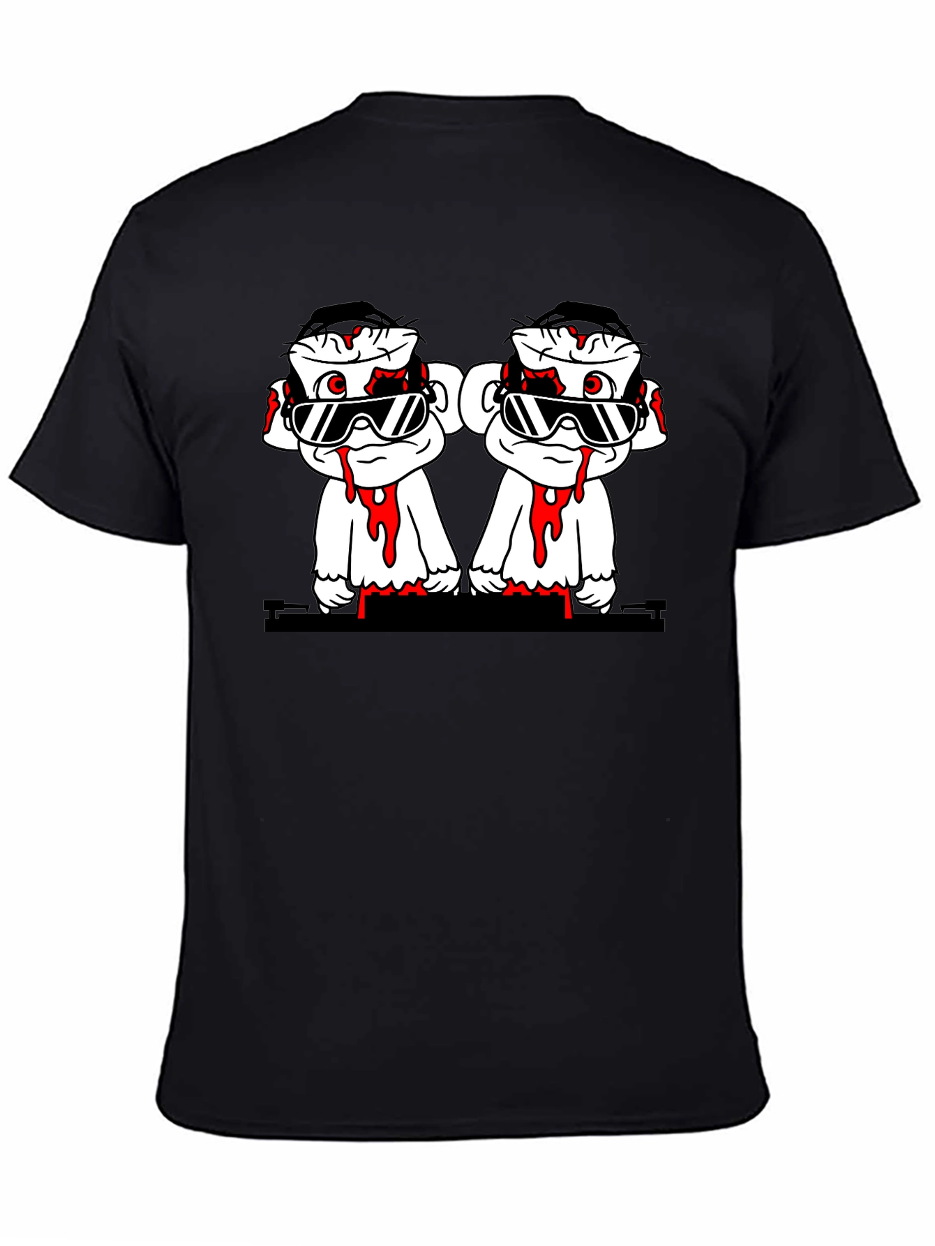 Cartoon Monkey Graphic Tee - Black