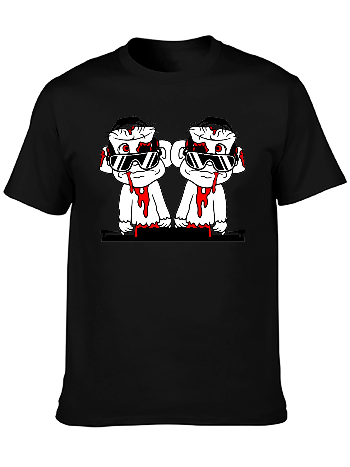 Cartoon Monkey Graphic Tee - Black