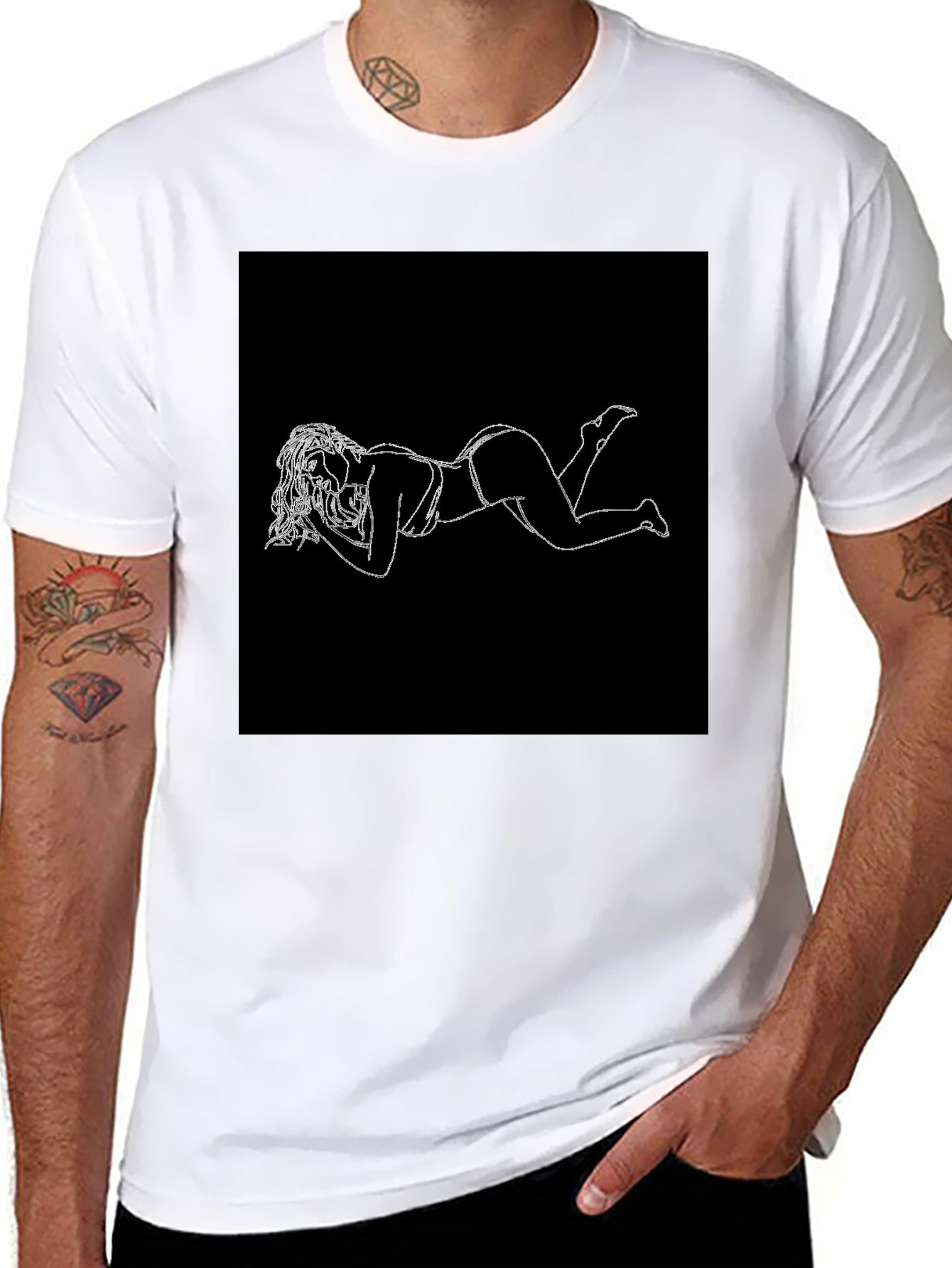 Modern Black T-Shirt with White Graphic