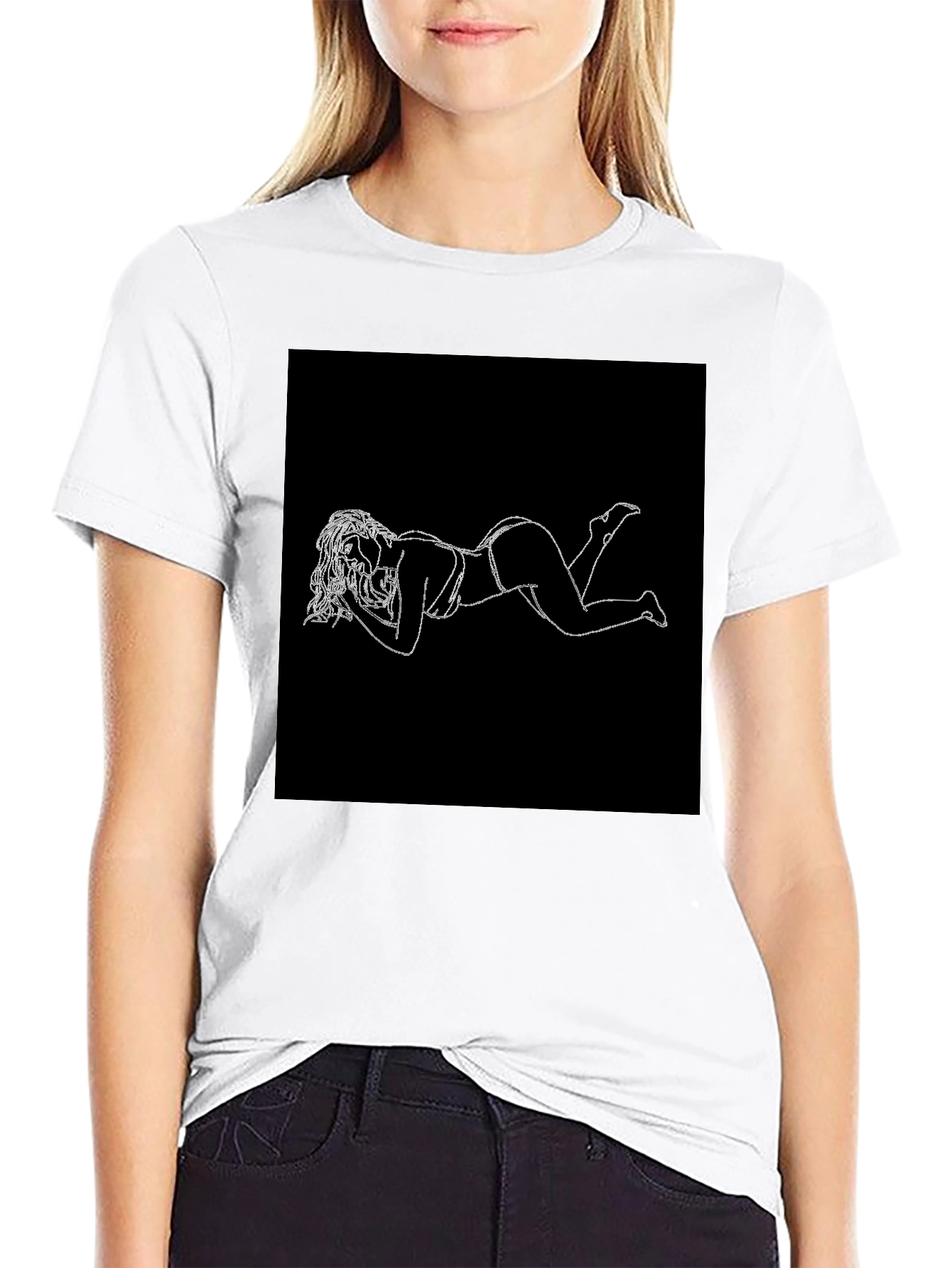 Modern Black T-Shirt with White Graphic
