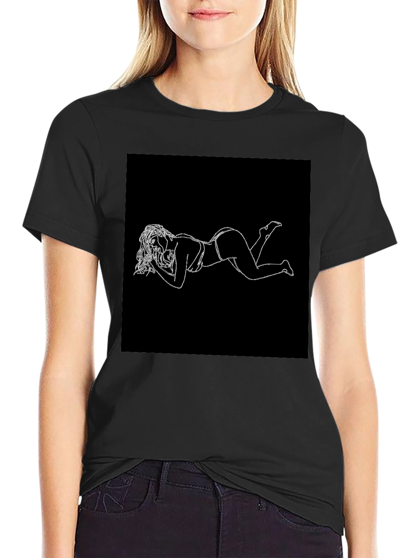 Modern Black T-Shirt with White Graphic