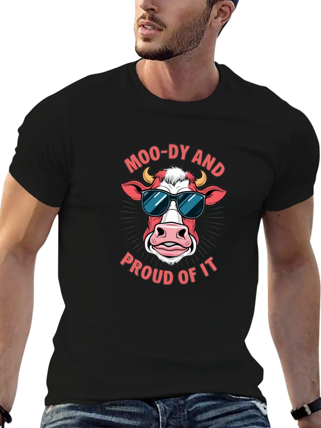 Moo-dy Cow Graphic Tee - Funny Animal T-Shirt