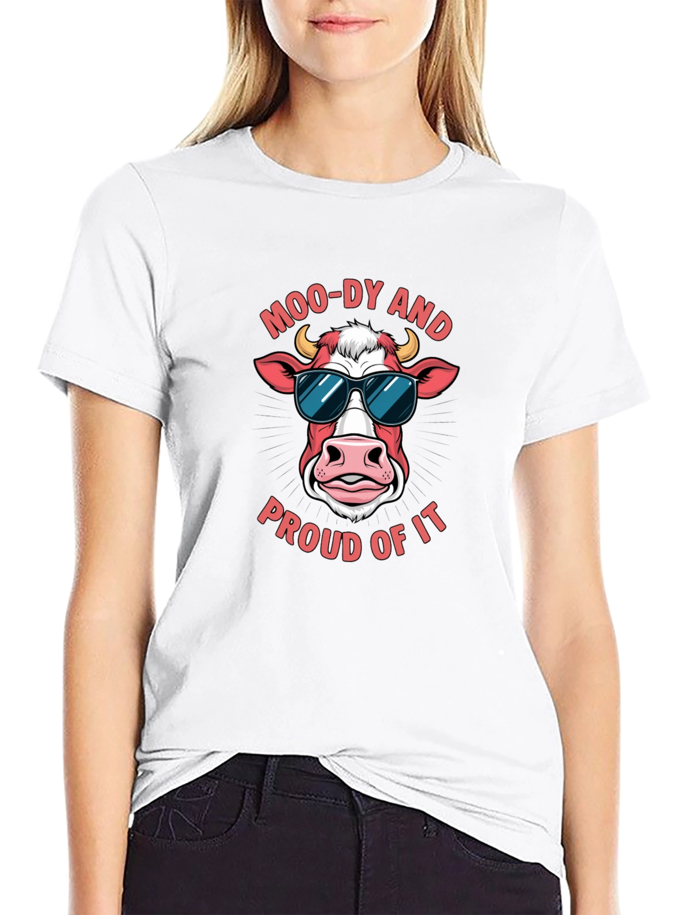 Moo-dy Cow Graphic Tee - Funny Animal T-Shirt