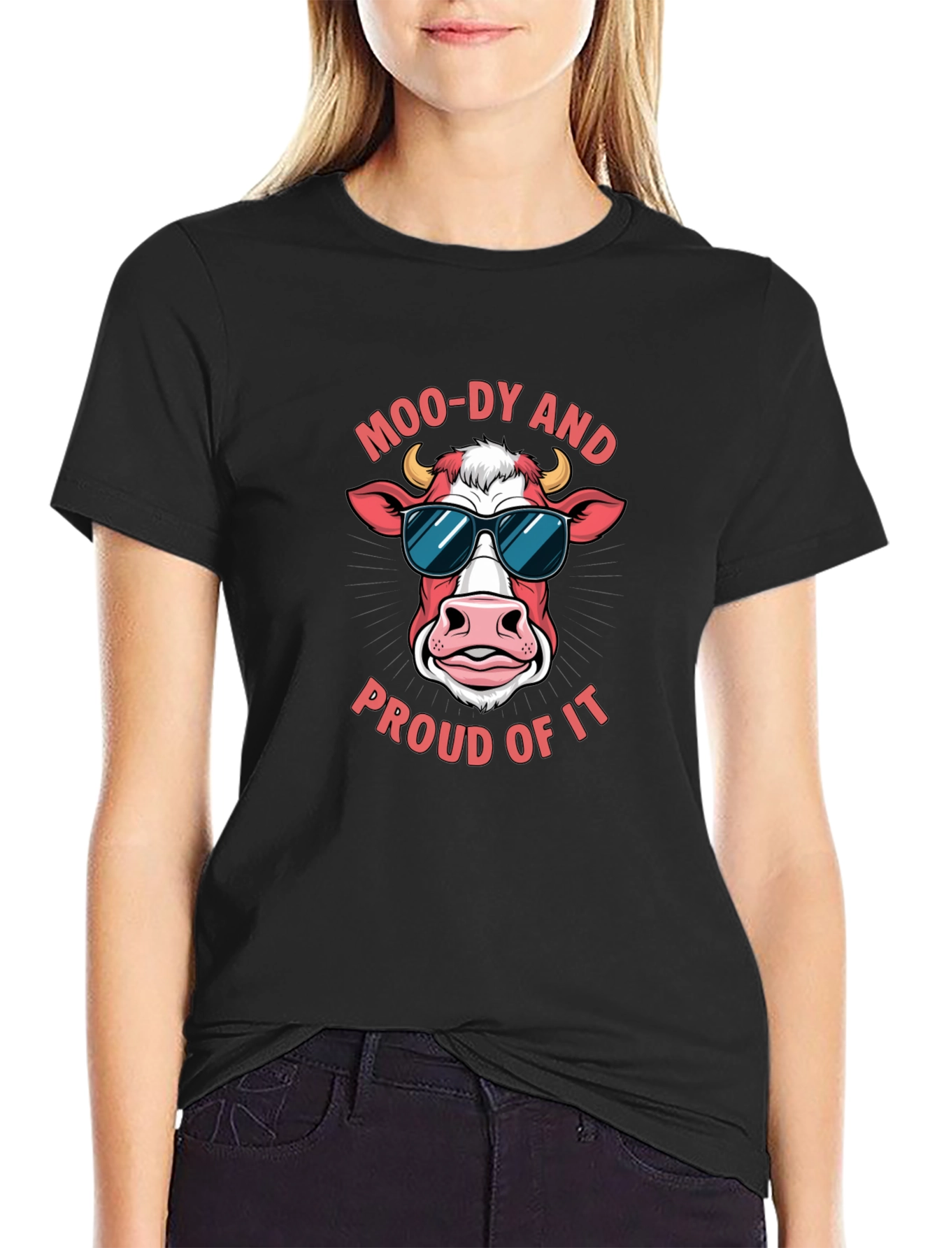 Moo-dy Cow Graphic Tee - Funny Animal T-Shirt