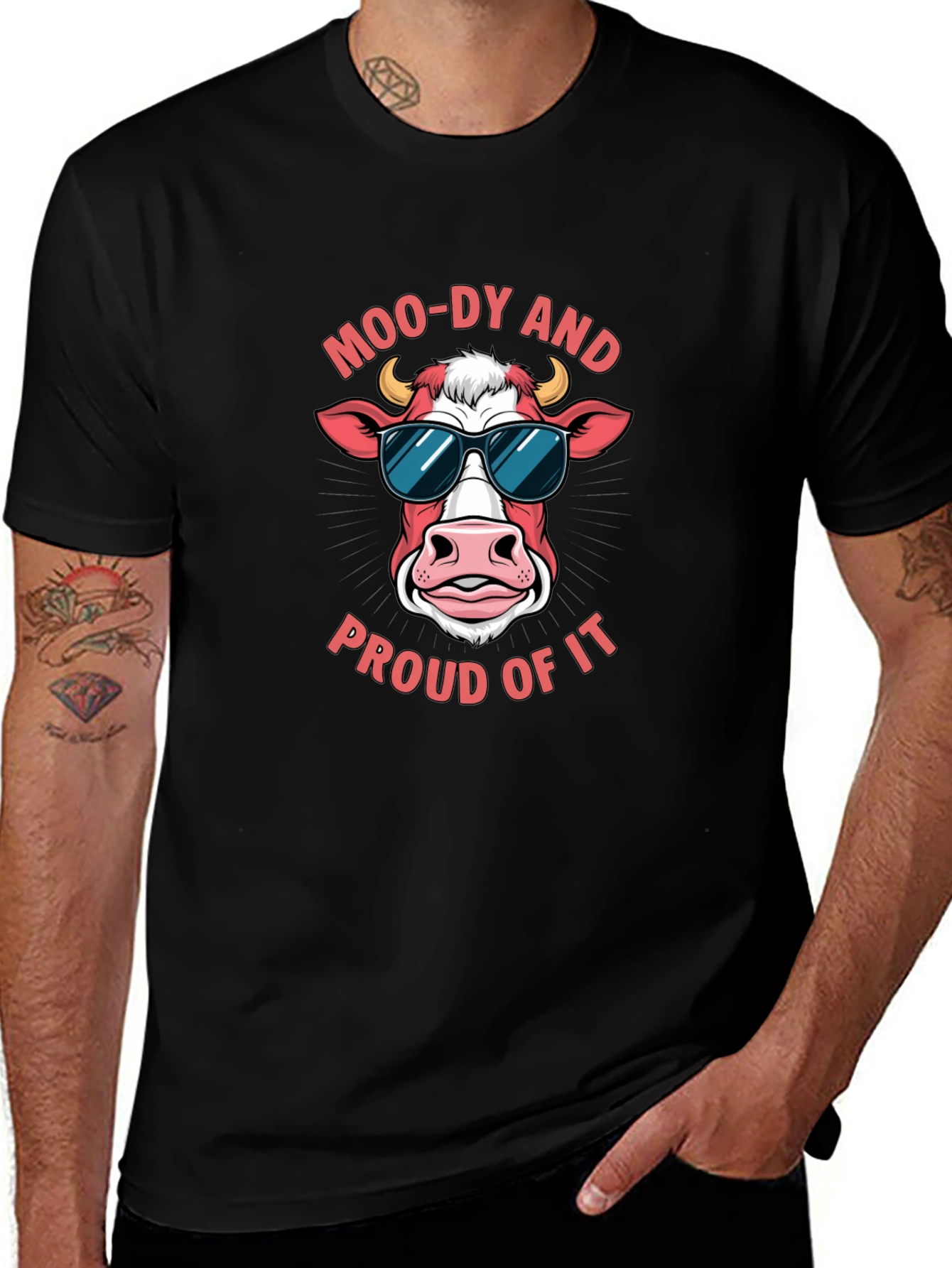 Moo-dy Cow Graphic Tee - Funny Animal T-Shirt