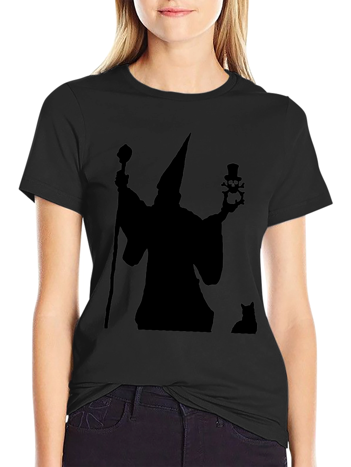 Wizard & Cat Black Graphic Tee