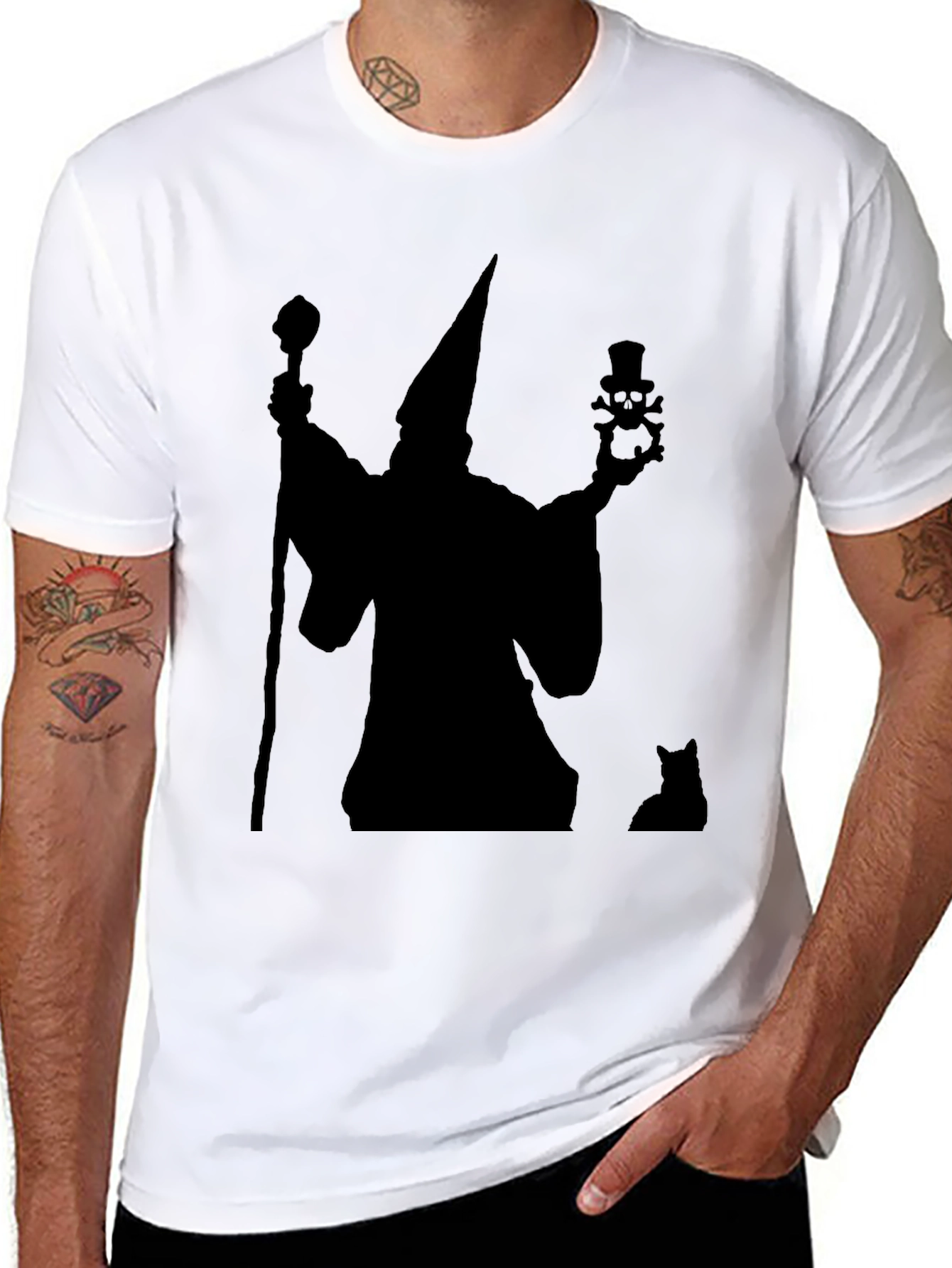 Wizard & Cat Black Graphic Tee