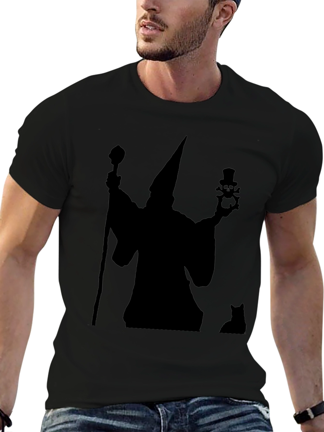 Wizard & Cat Black Graphic Tee